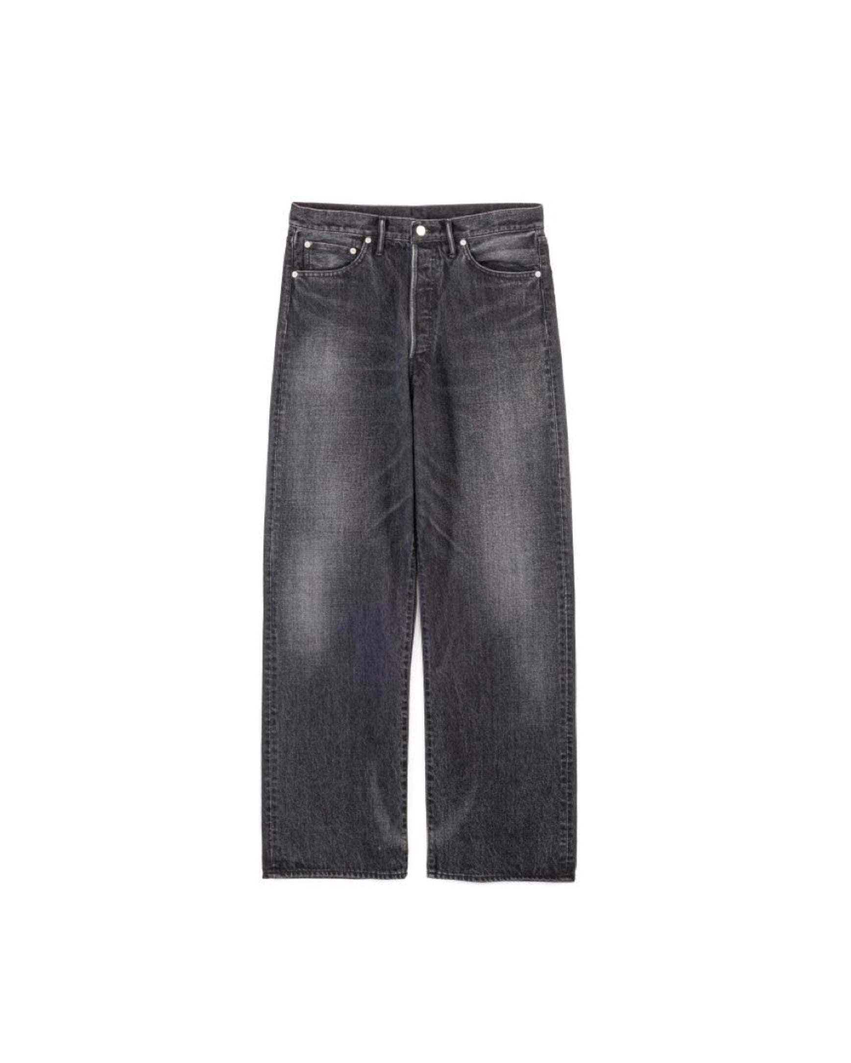 Selvage Denim Five Pocket Wide Straight Pants(DARK FADE)