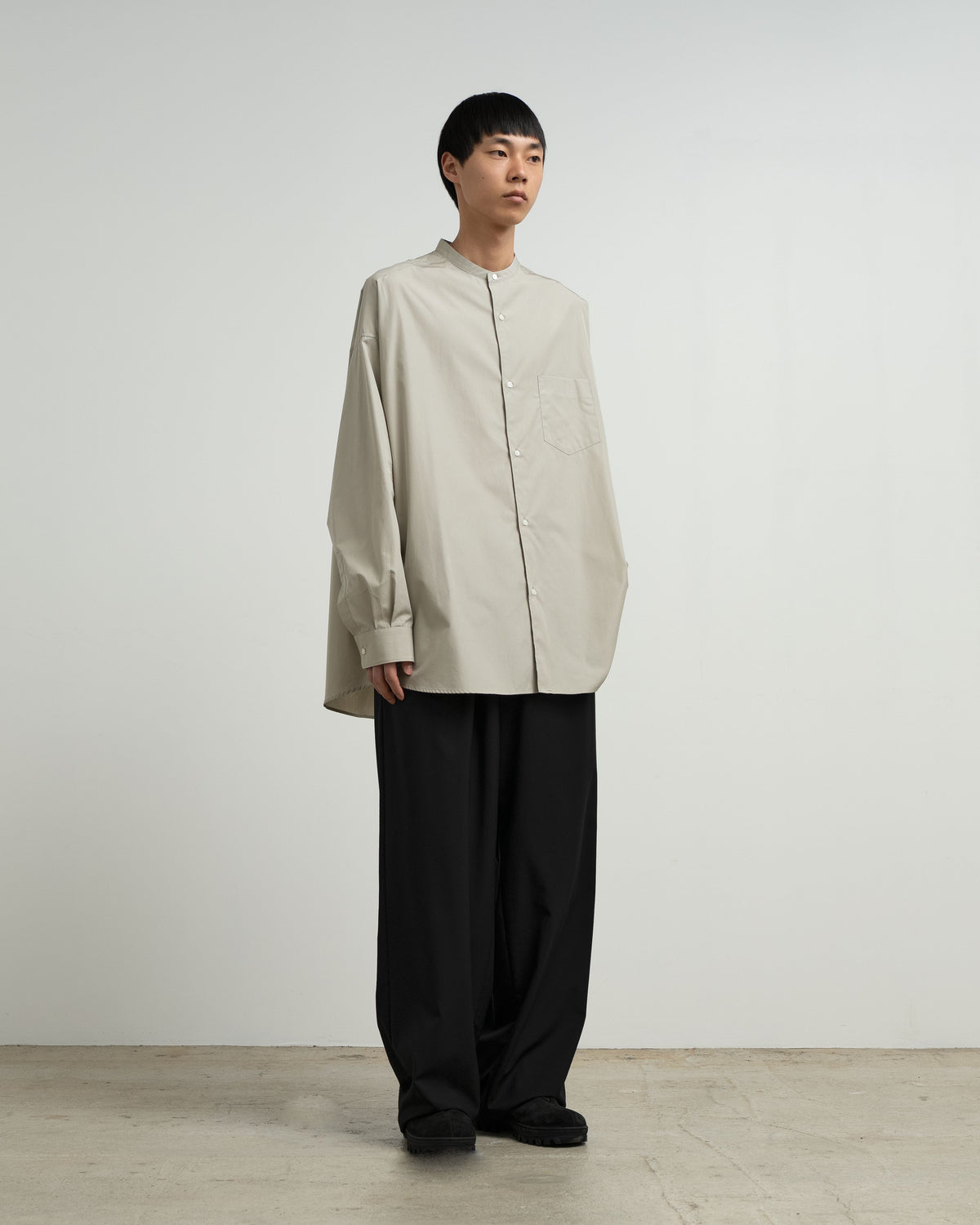 ALUMO for GP L/S Oversized Band Collar Shirt