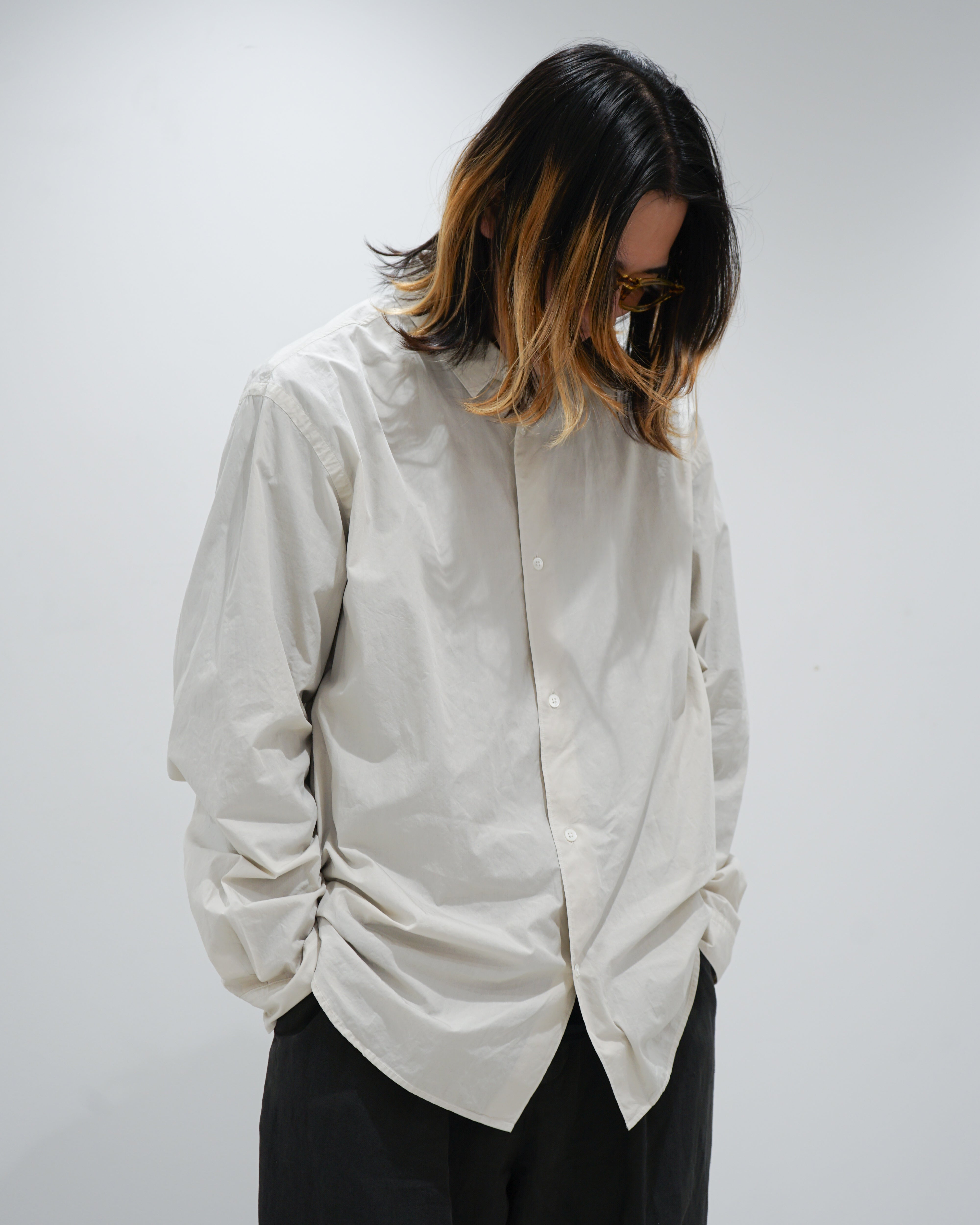 SHRINK COTTON LAWN OVERSIZED SHIRT