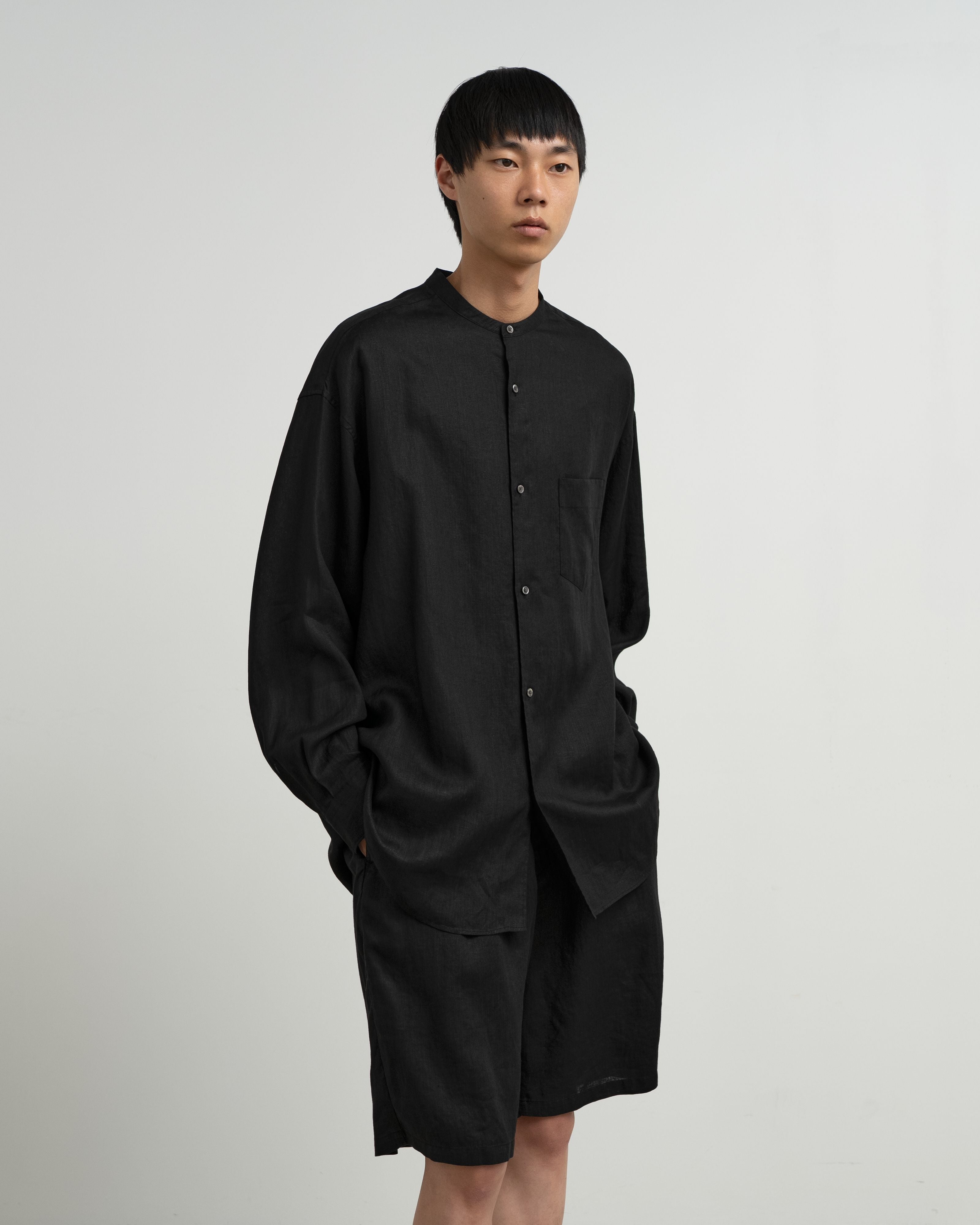 【6/20(土)発売】Linen L/S Oversized Band Collar Shirt