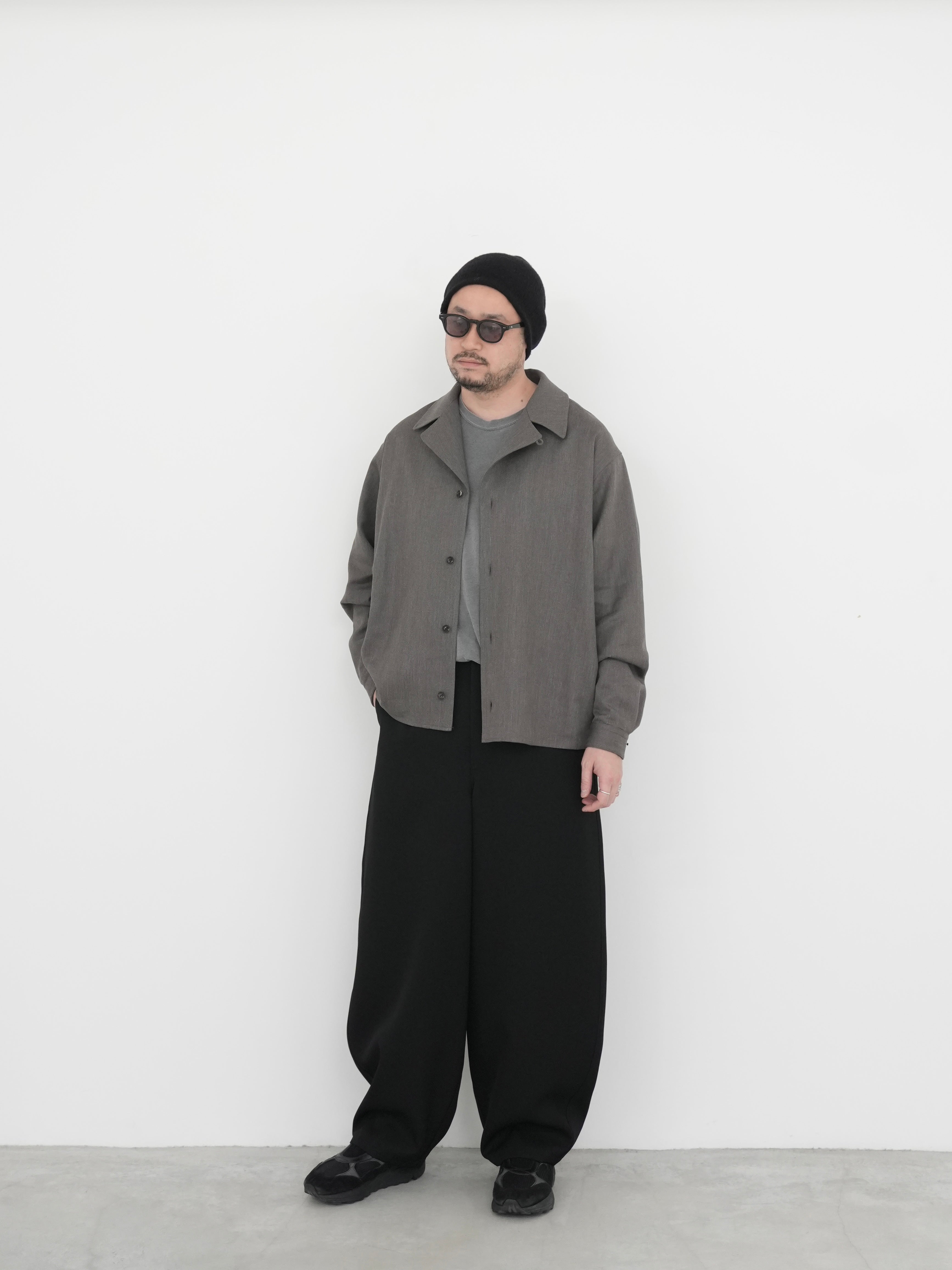 OPEN COLLAR EASY JACKET / WOOL RAMIE BACK SATIN