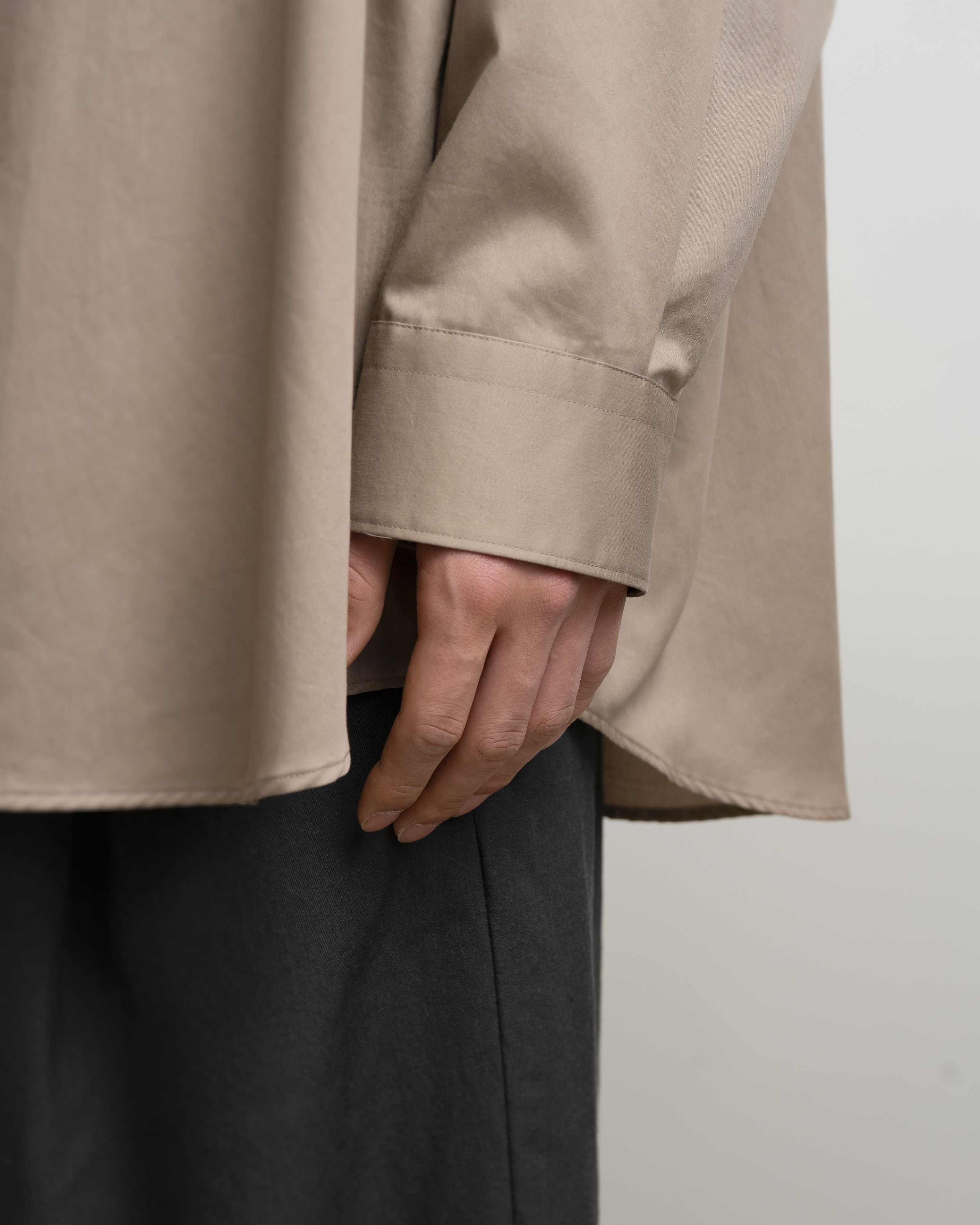 【26SS】Silicon Poplin Oversized Band Collar Shirt