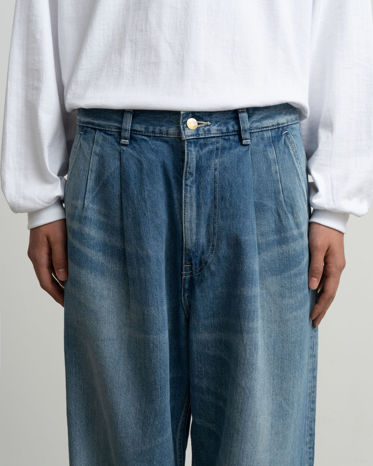 Selvage Denim Two Tuck Pants -LIGHT FADE-