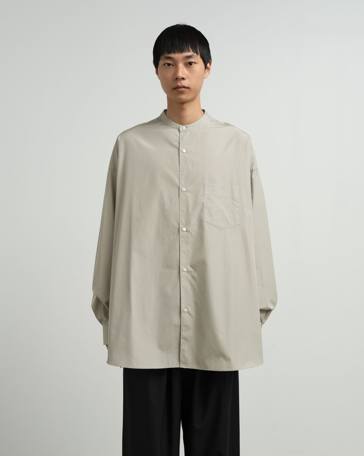 ALUMO for GP L/S Oversized Band Collar Shirt