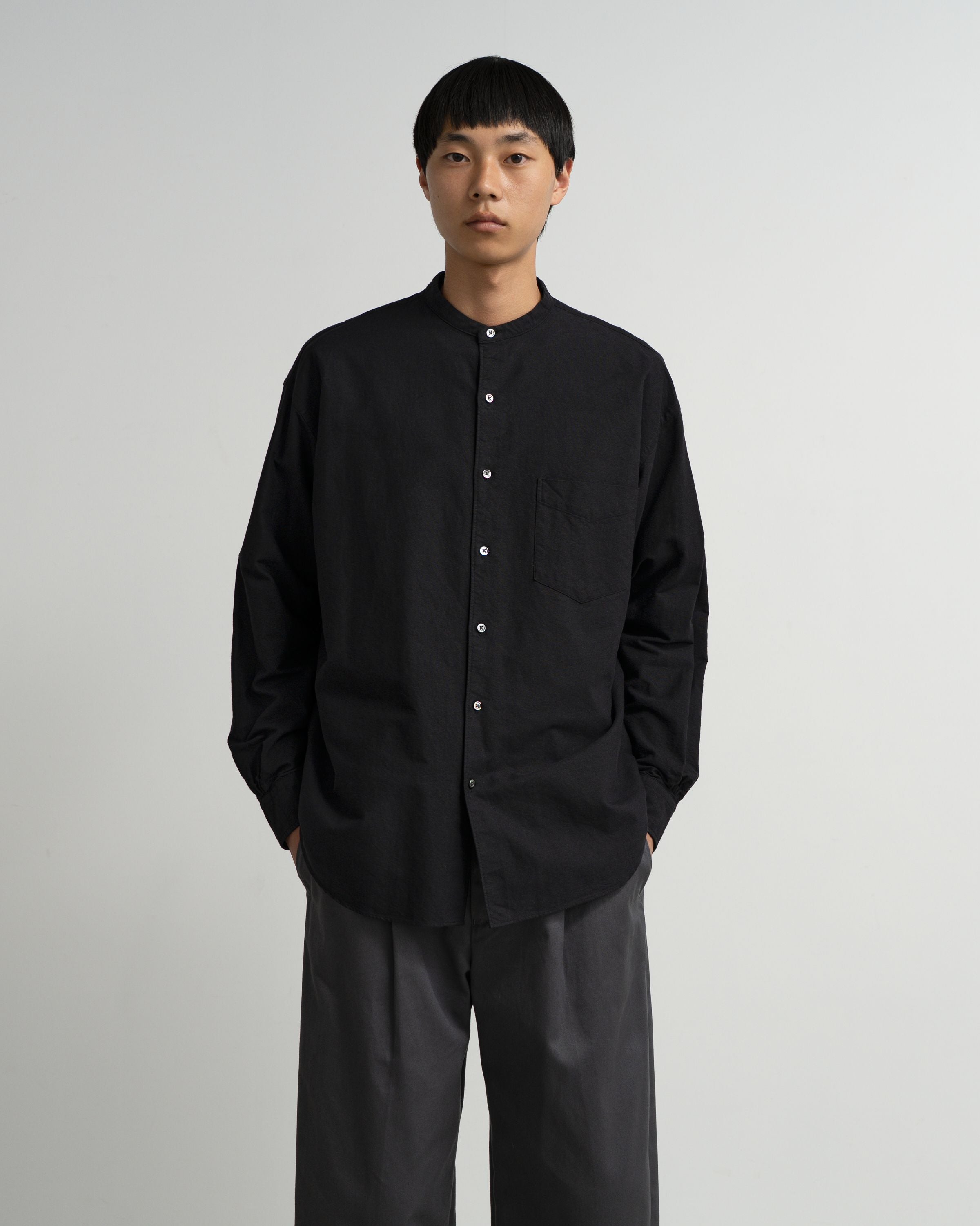 Oxford L/S Band Collar Box Shirt