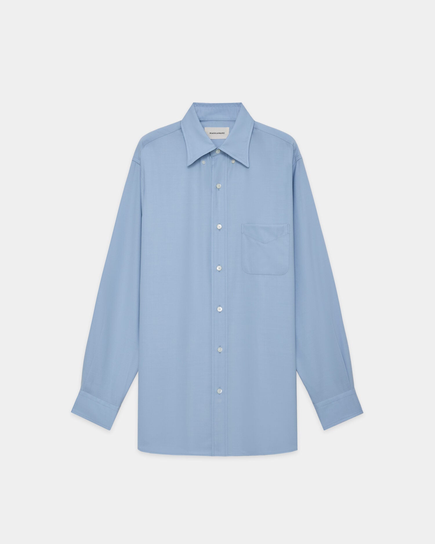 SUPER 160s WASHABLE WOOL OXFORD REGULAR FIT POLO COLLAR SHIRT