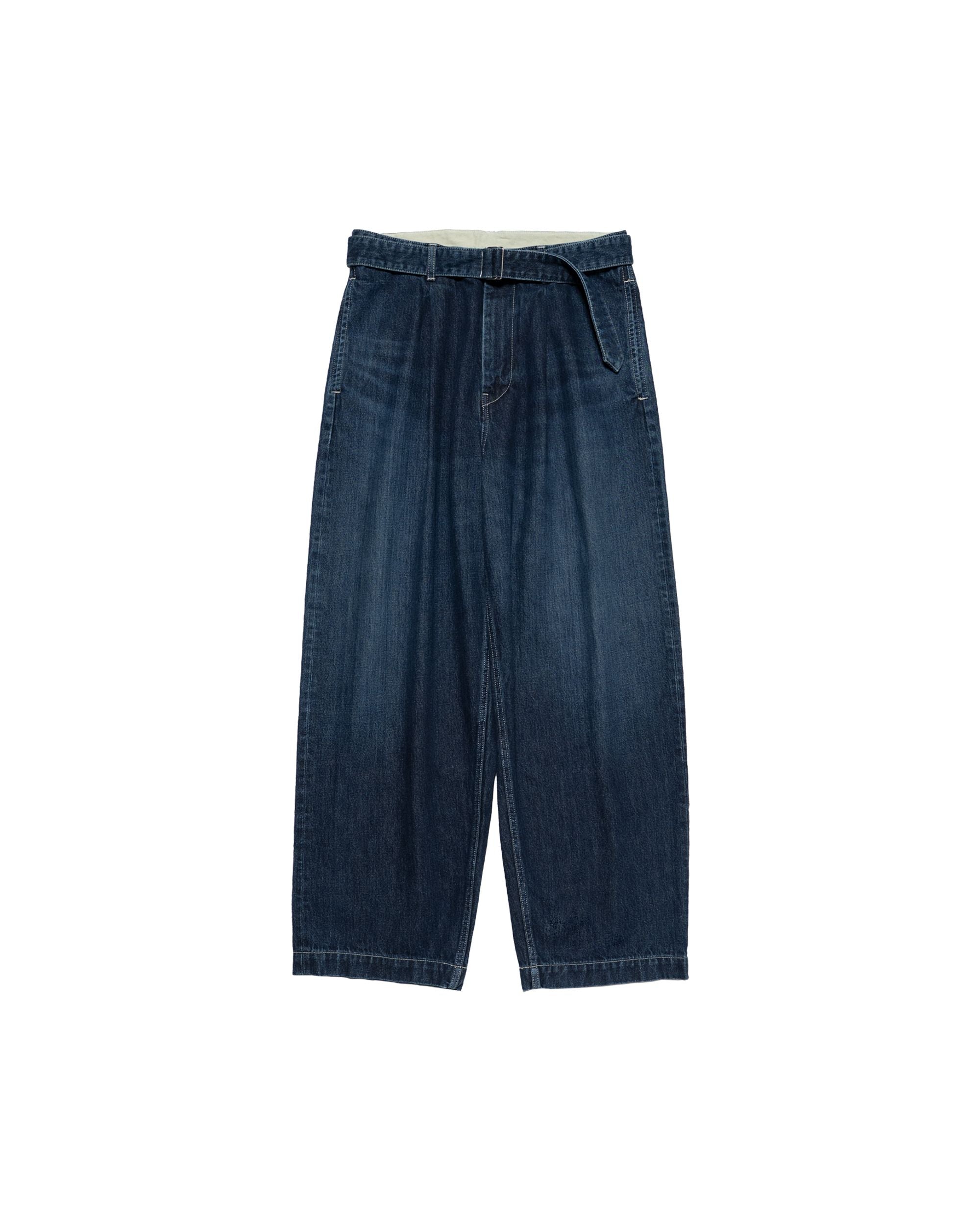 Selvage Denim Belted Pants -DARK FADE-
