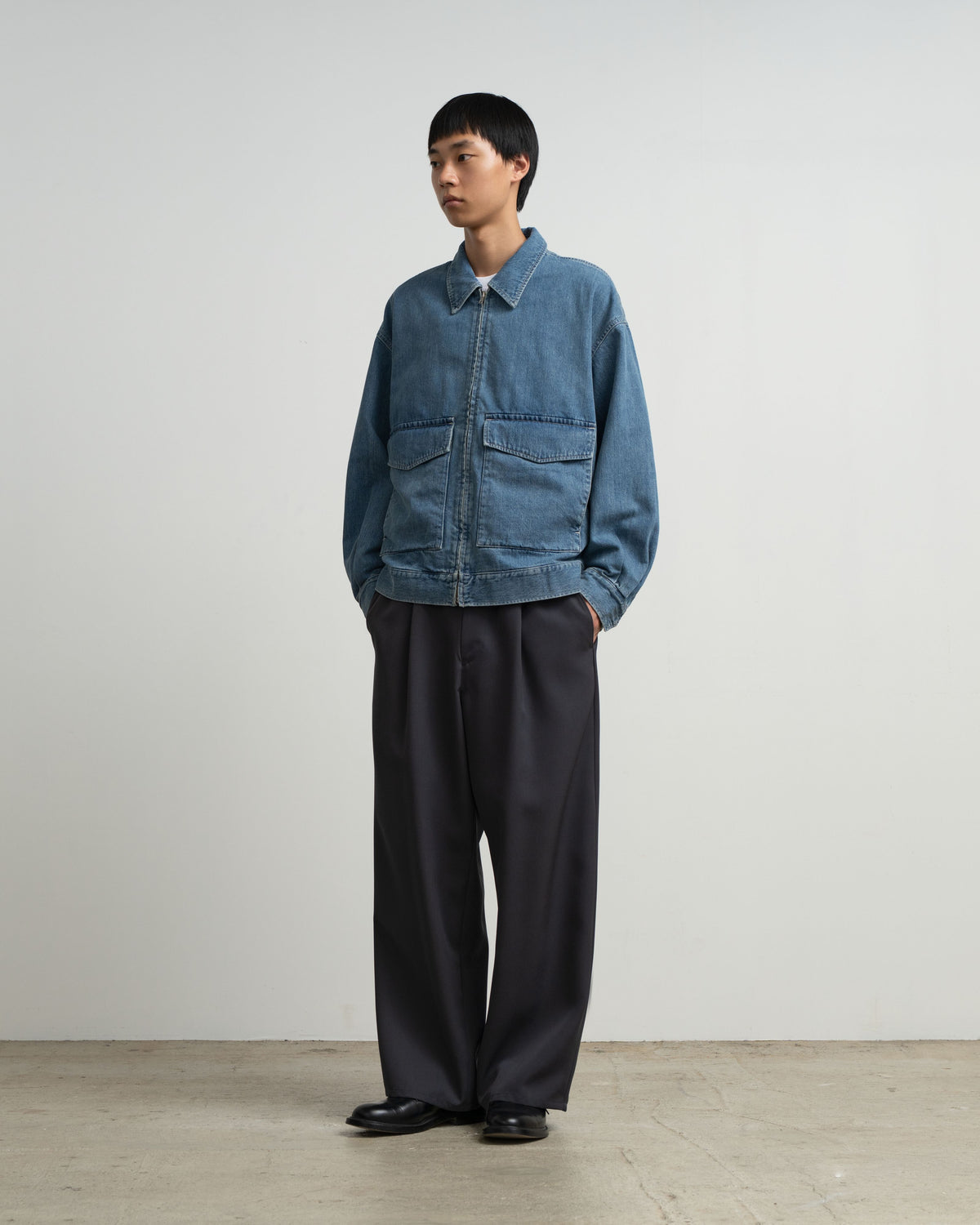 Selvage Denim Zip Jacket -LIGHT FADE-