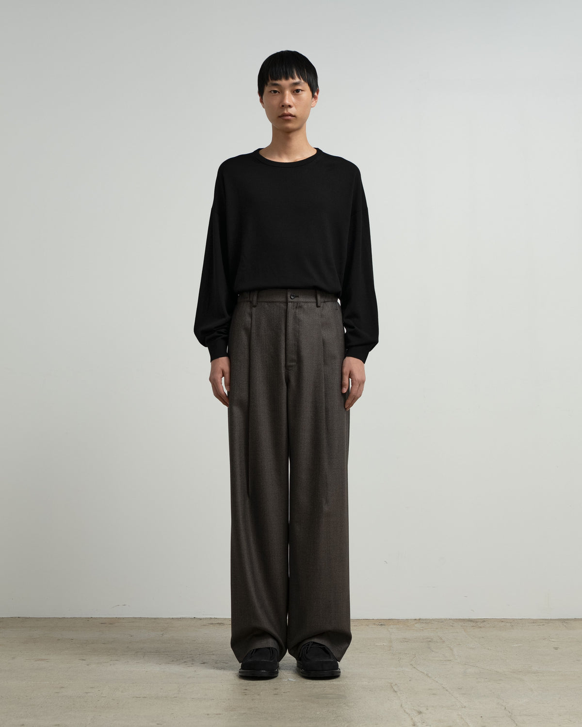 Melange Matt Worsted Side Seamless Trousers