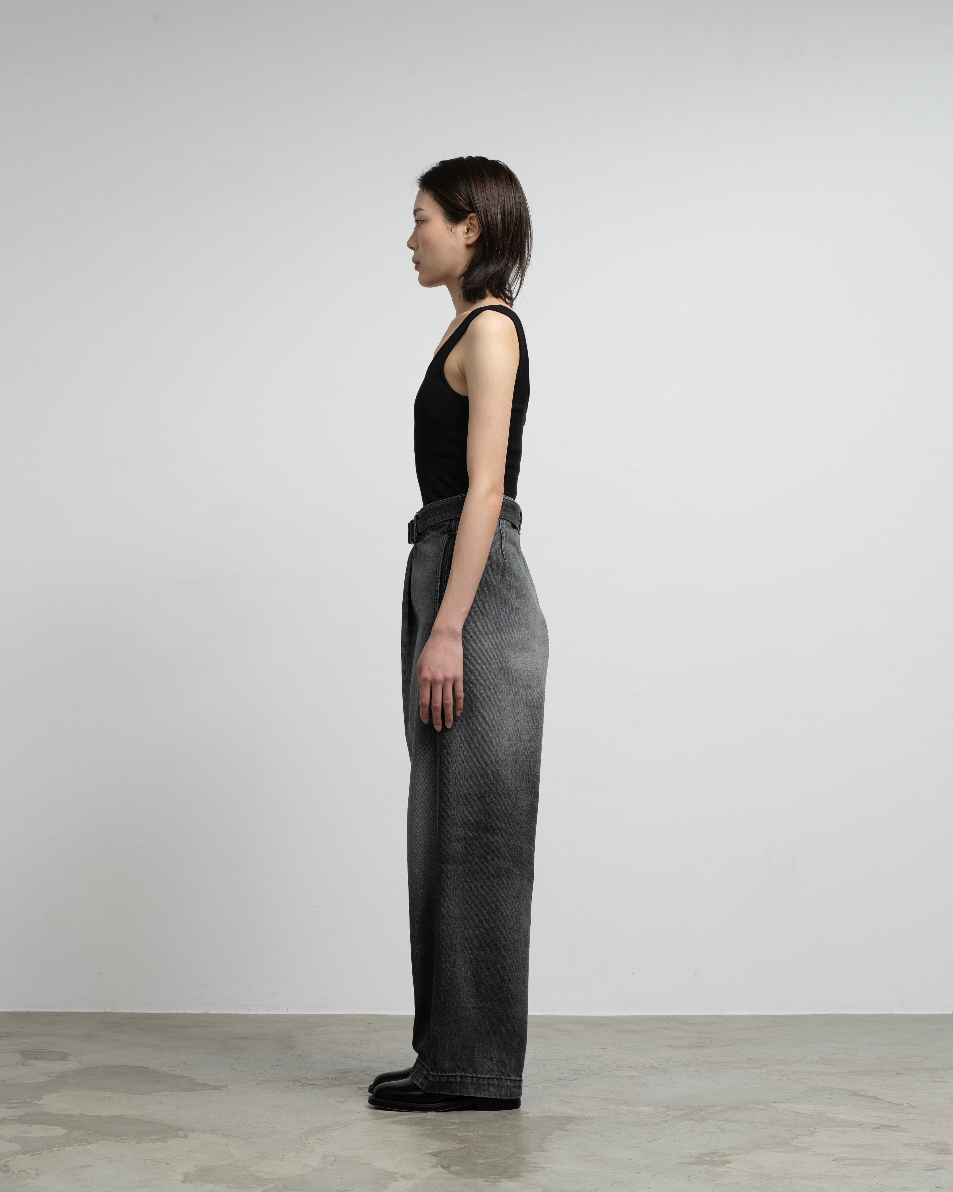 Selvage Denim Belted Pants -LIGHT FADE-