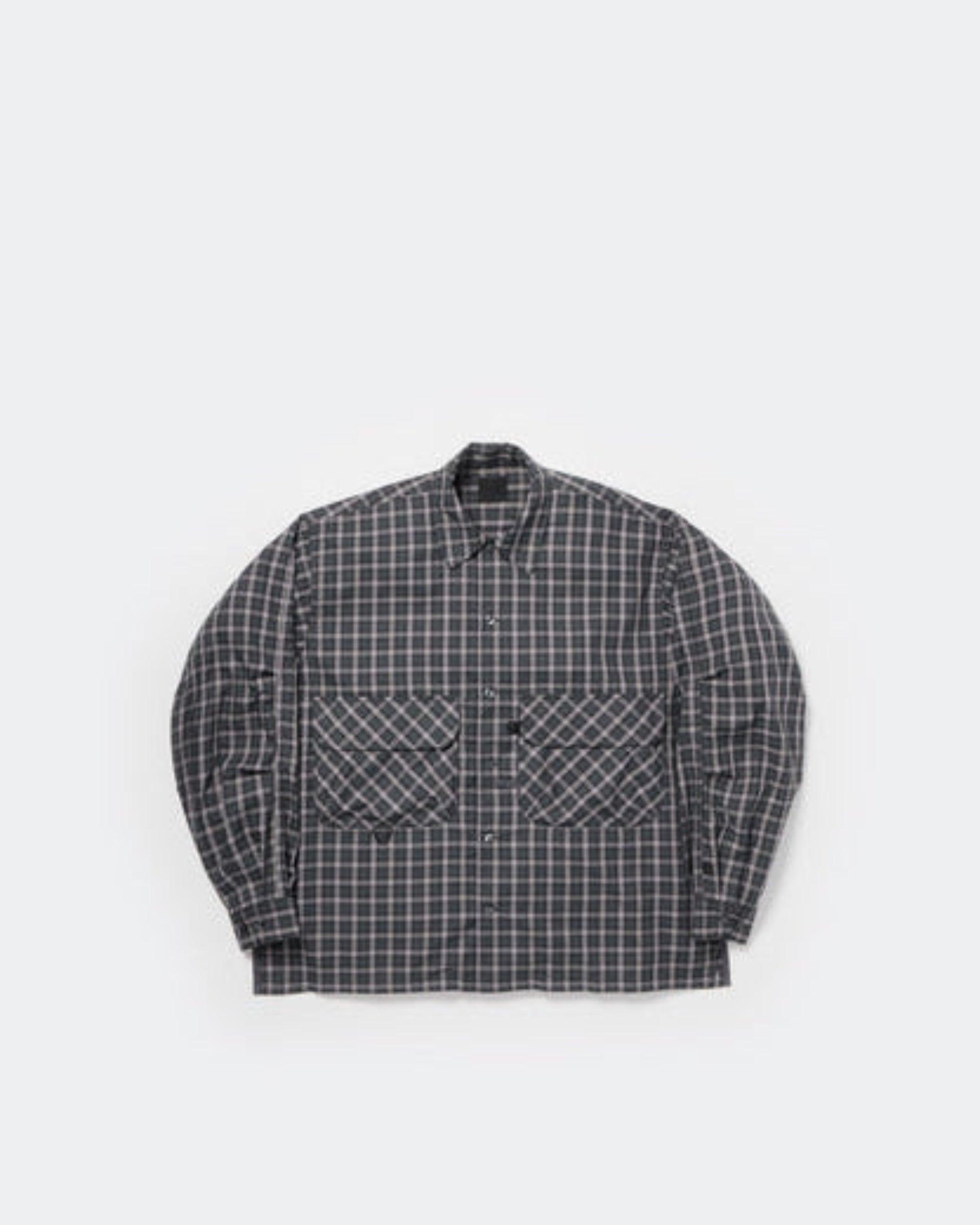 TECH SPORTS OPEN COLLAR SHIRT L/S GREN PLAID