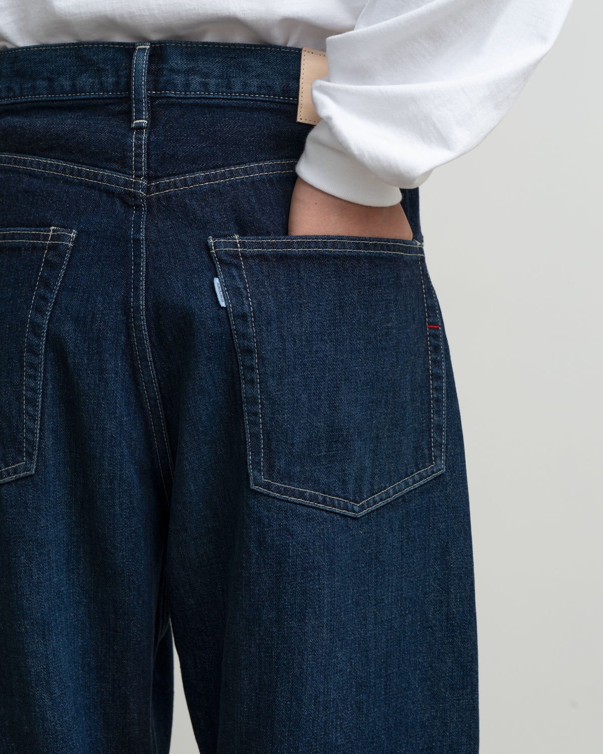 Selvage Denim Five Pocket Wide Straight Pants -DARK FADE-