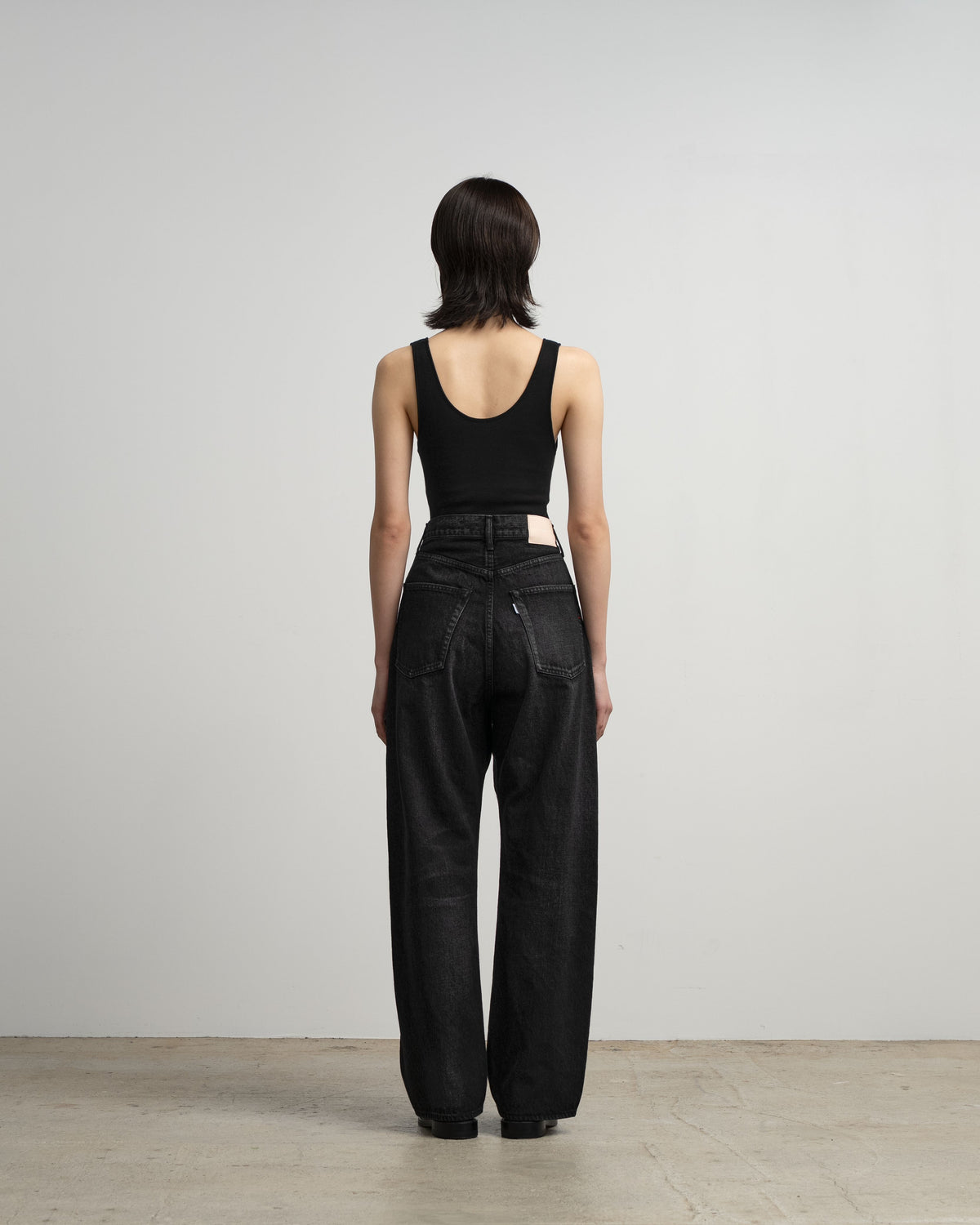 Selvage Denim Five Pocket Wide Straight Pants -DARK FADE-