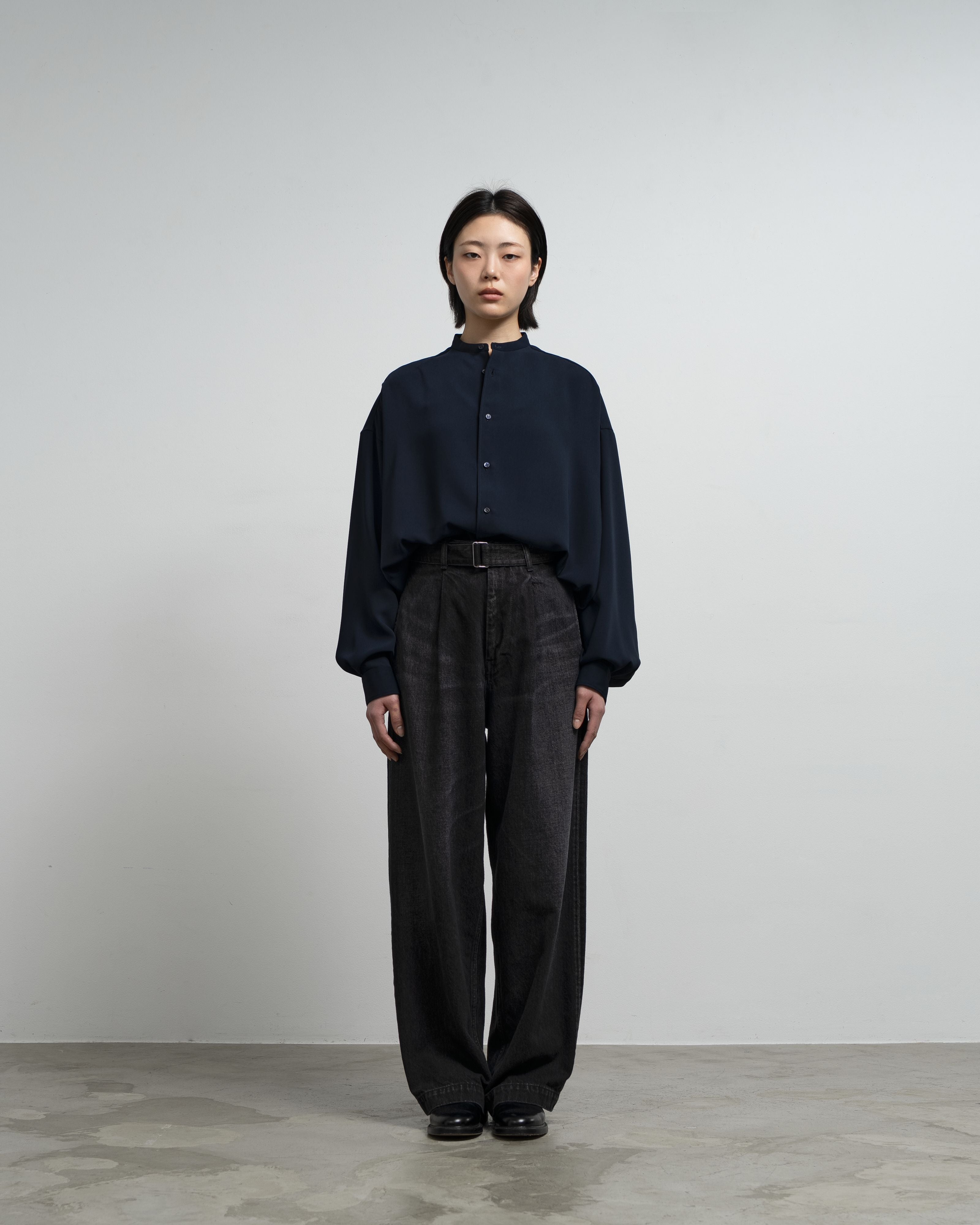 Selvage Denim Belted Pants -DARK FADE-
