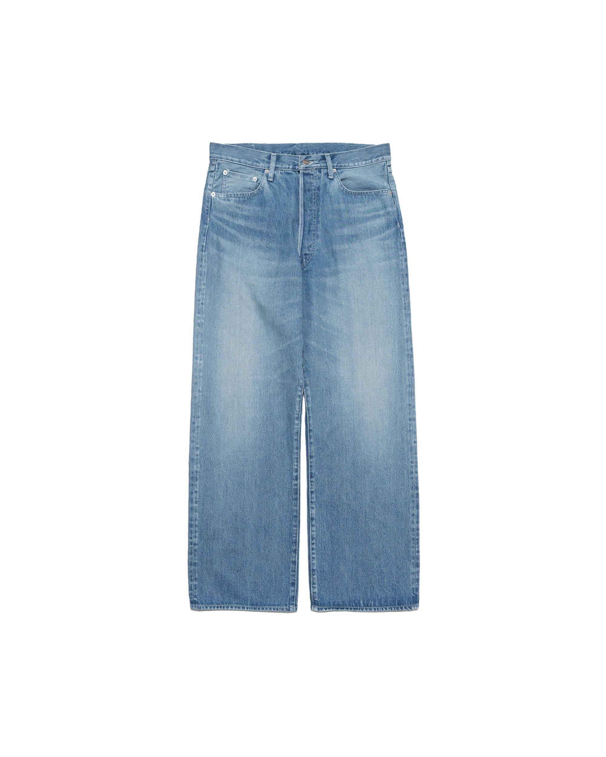 Selvage Denim Five Pocket Wide Straight Pants -LIGHT FADE-