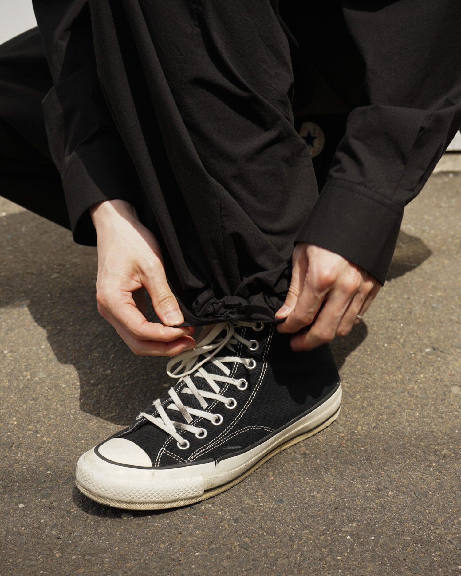 Maxi large pants with drawstrings