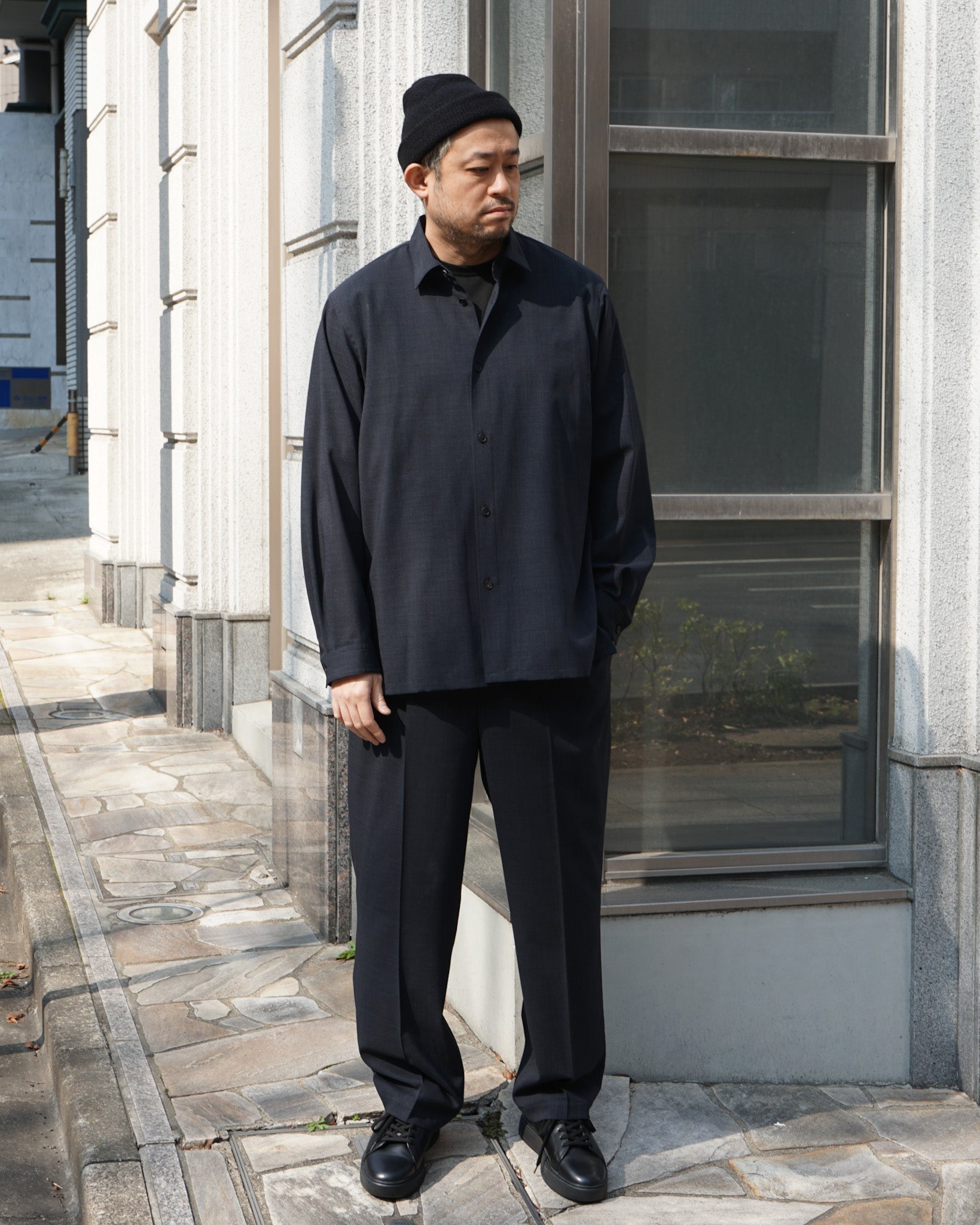 TWIST WOOL GAUZE LOOSE FIT SHIRT