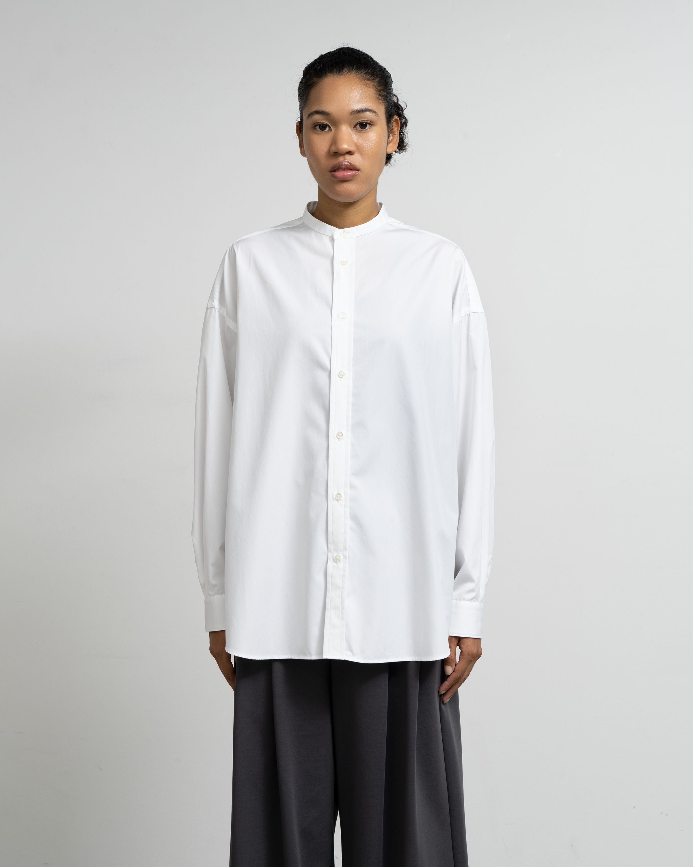 【7/11(土)発売】High Count Broad L/S Oversized Band Collar Shirt