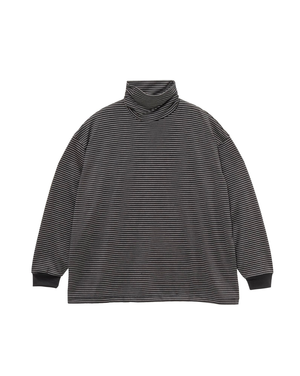 Fine Wool Border L/S Turtle Neck Tee