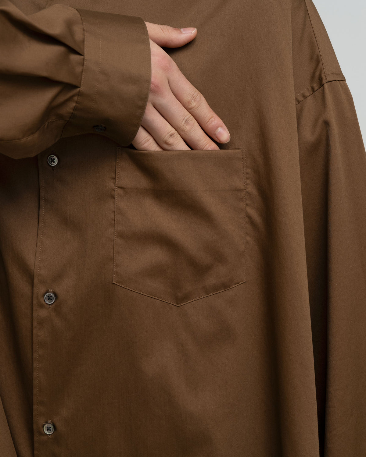 Silicon Poplin Oversized Band Collar Shirt