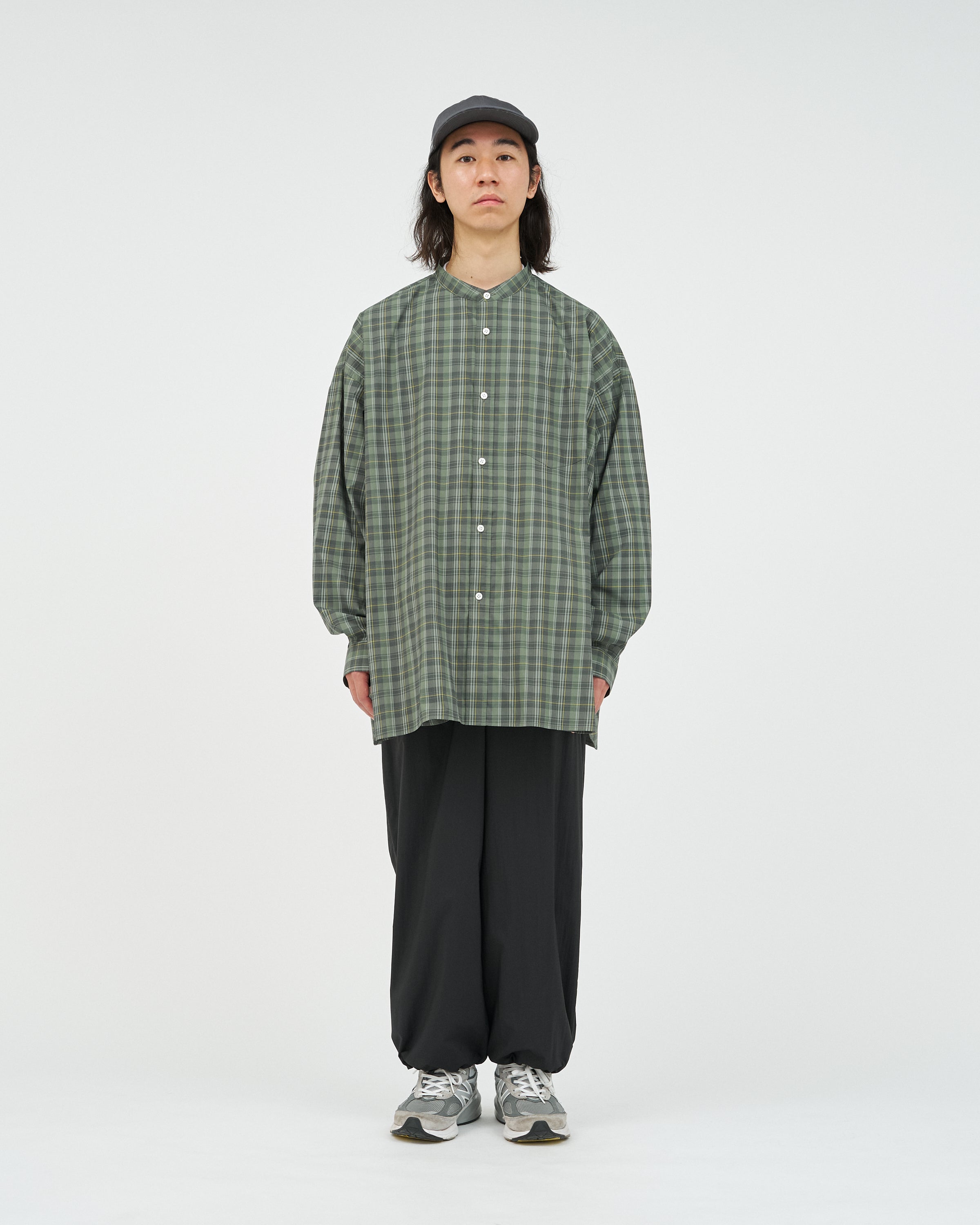 MADRAS DRY TECH BAND COLLAR SHIRT