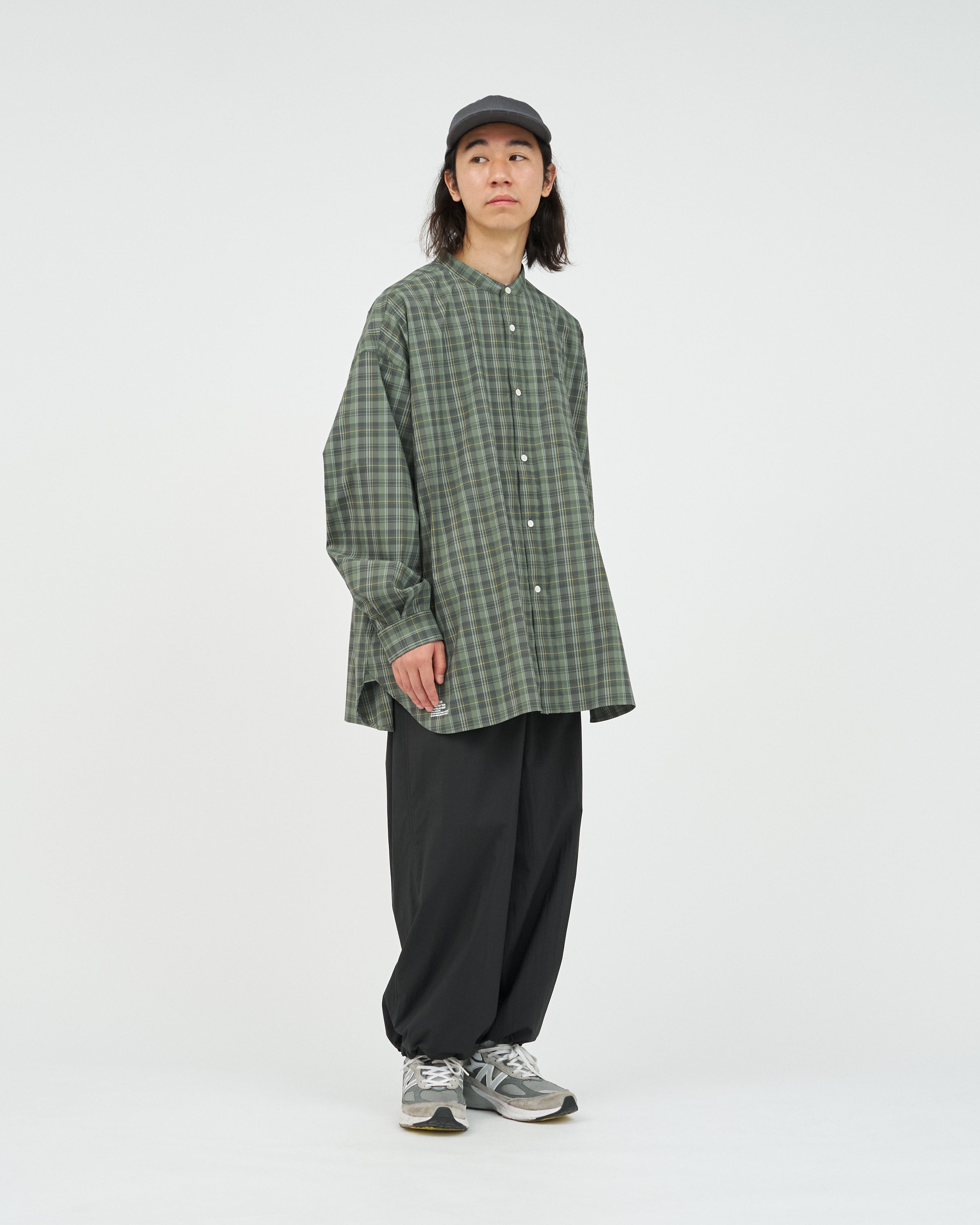MADRAS DRY TECH BAND COLLAR SHIRT