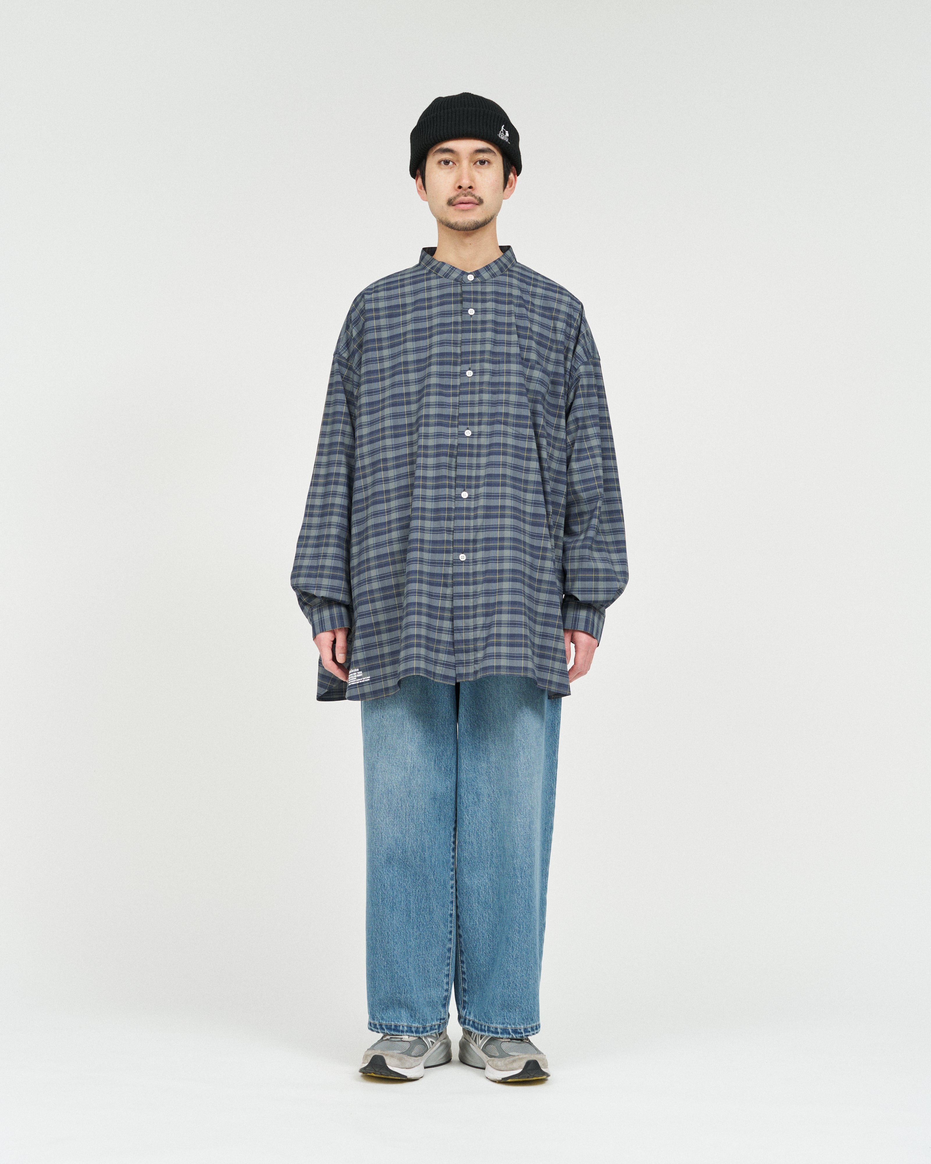 MADRAS DRY TECH BAND COLLAR SHIRT