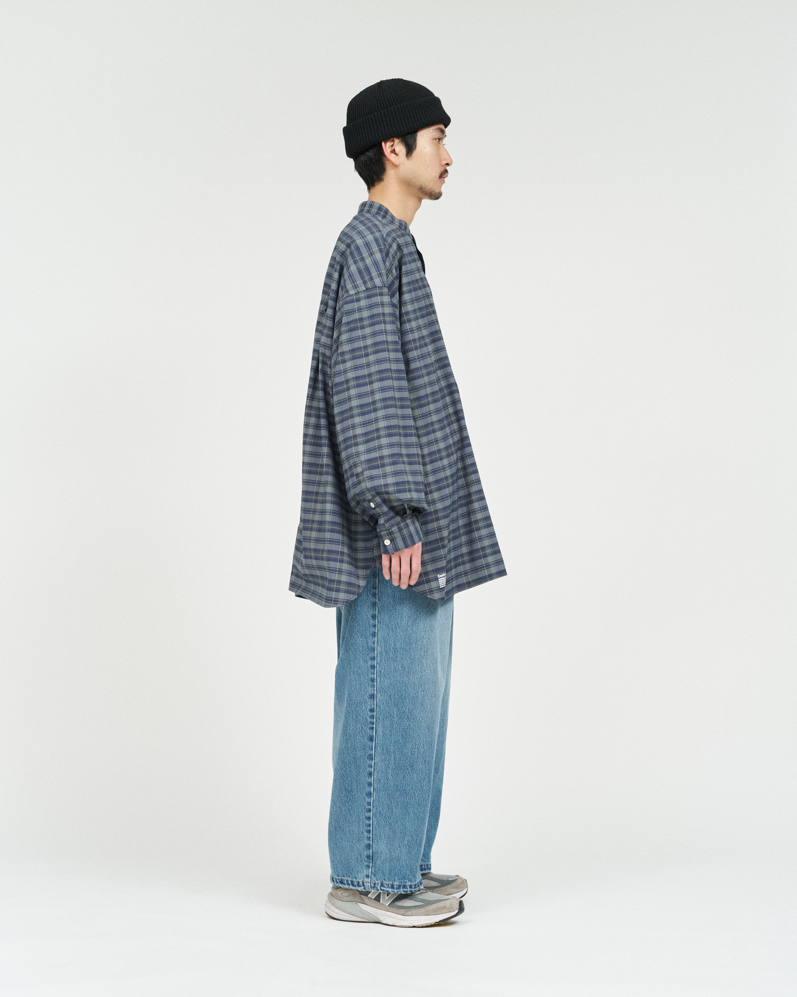 MADRAS DRY TECH BAND COLLAR SHIRT