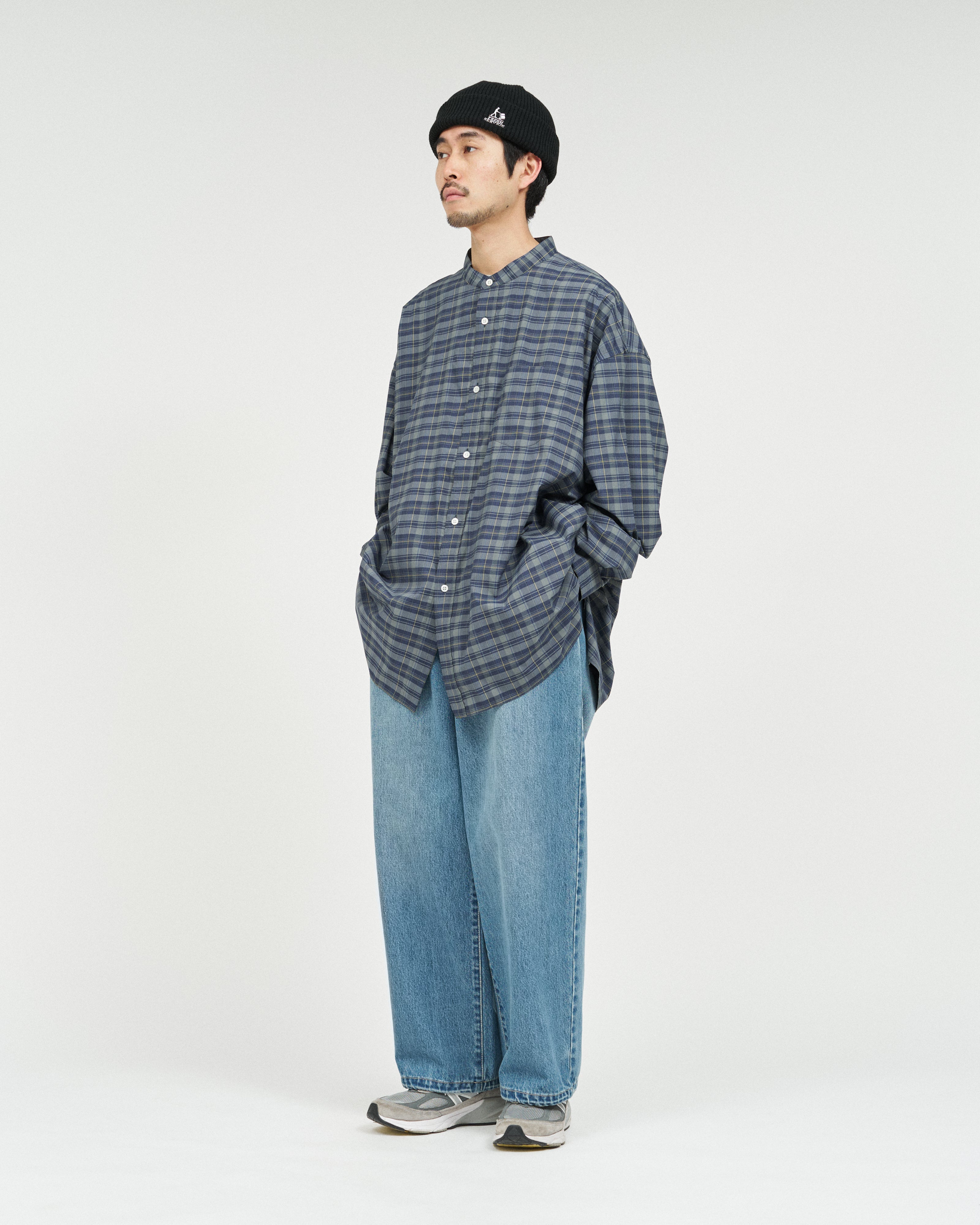 MADRAS DRY TECH BAND COLLAR SHIRT