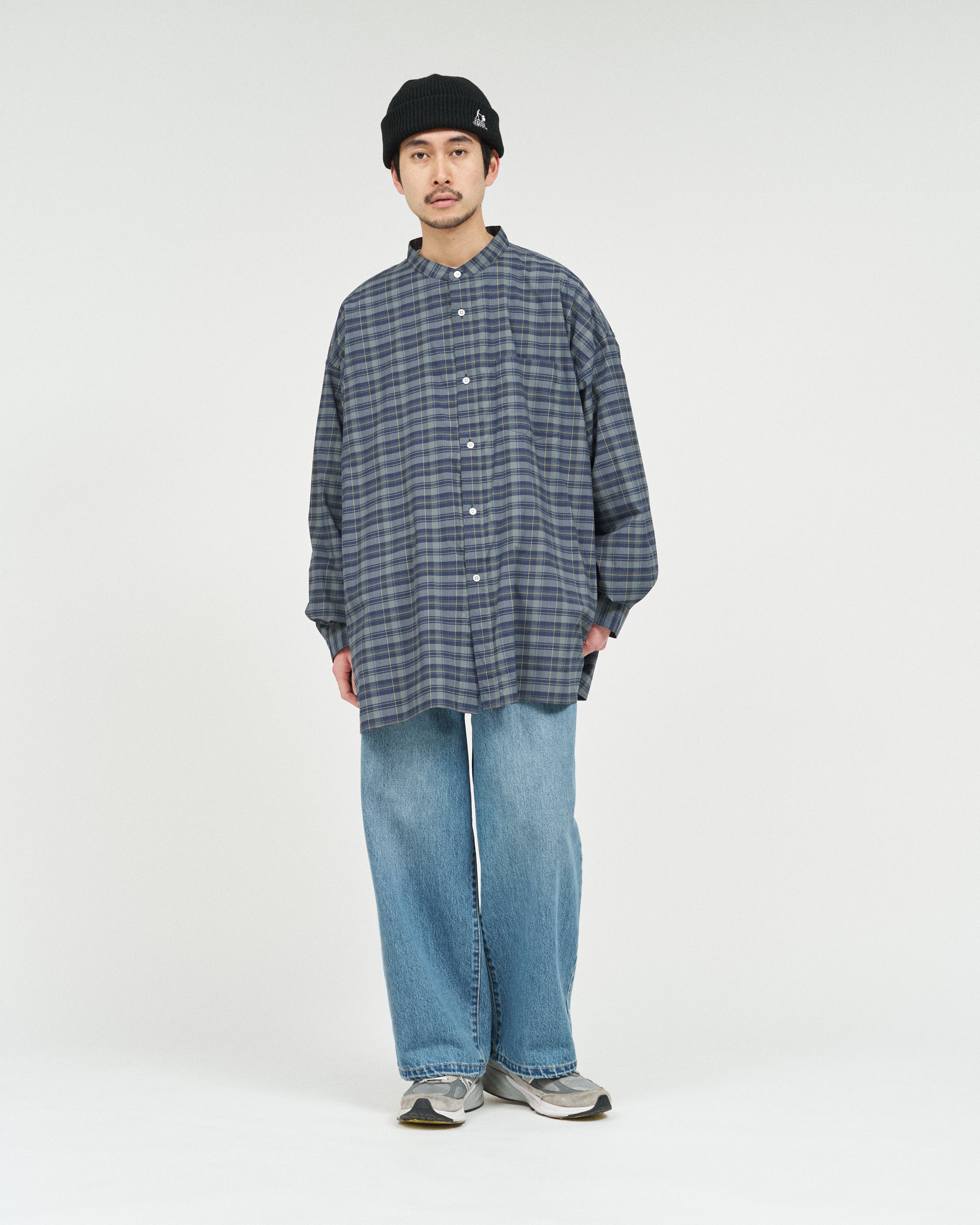 MADRAS DRY TECH BAND COLLAR SHIRT