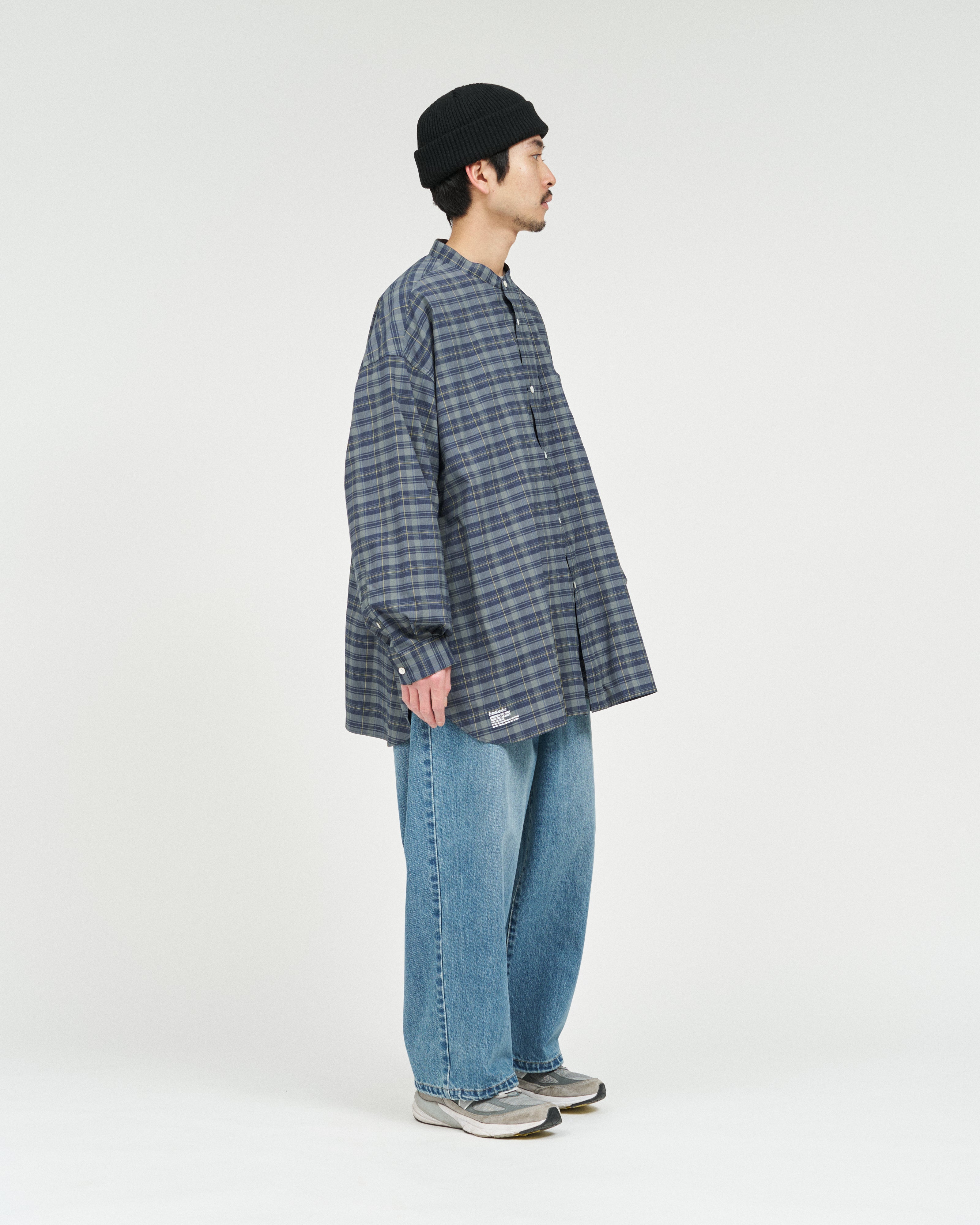 MADRAS DRY TECH BAND COLLAR SHIRT