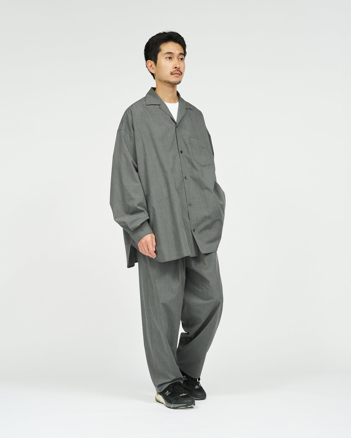 AIR POPLIN OPEN COLLAR SHIRT