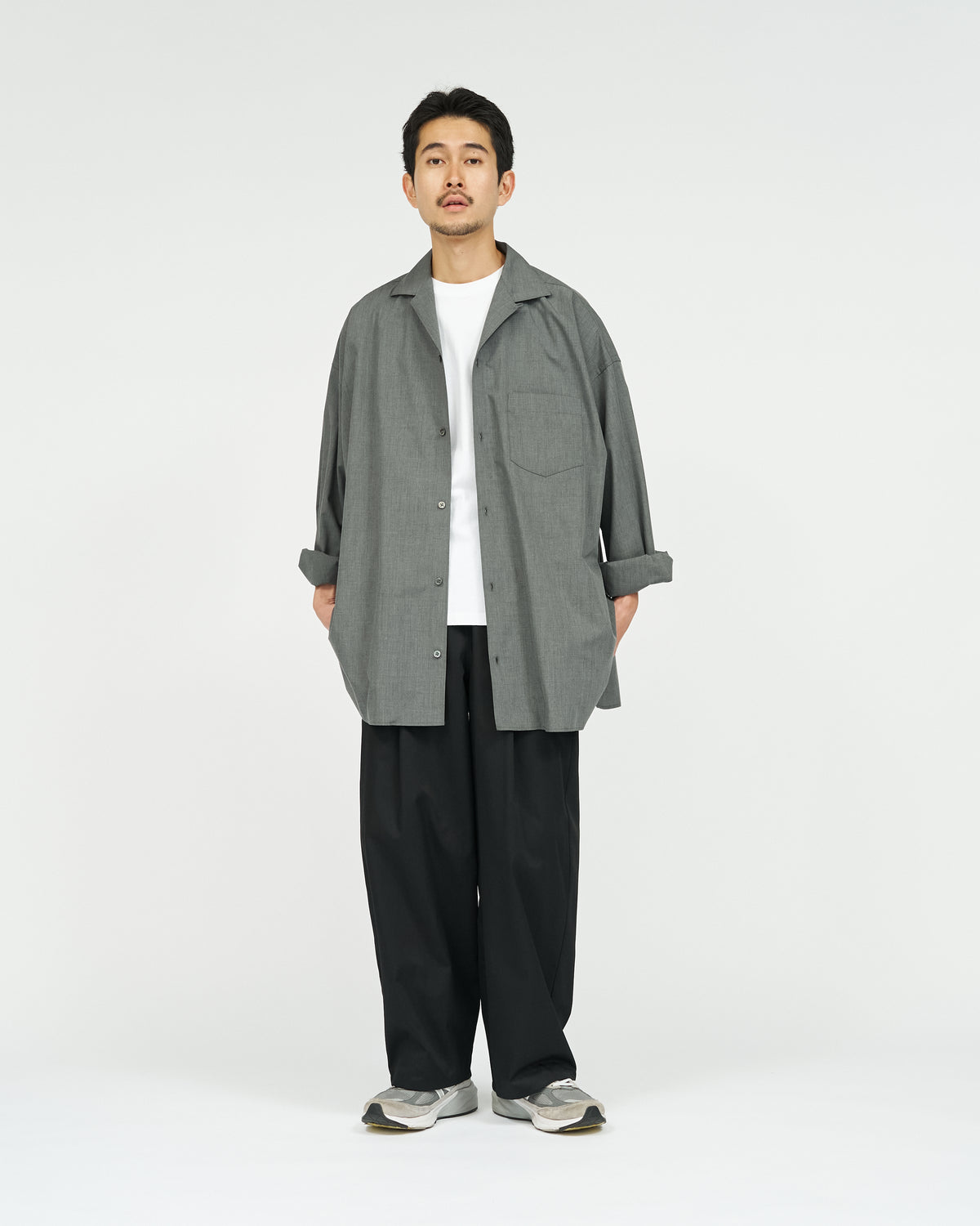 AIR POPLIN OPEN COLLAR SHIRT