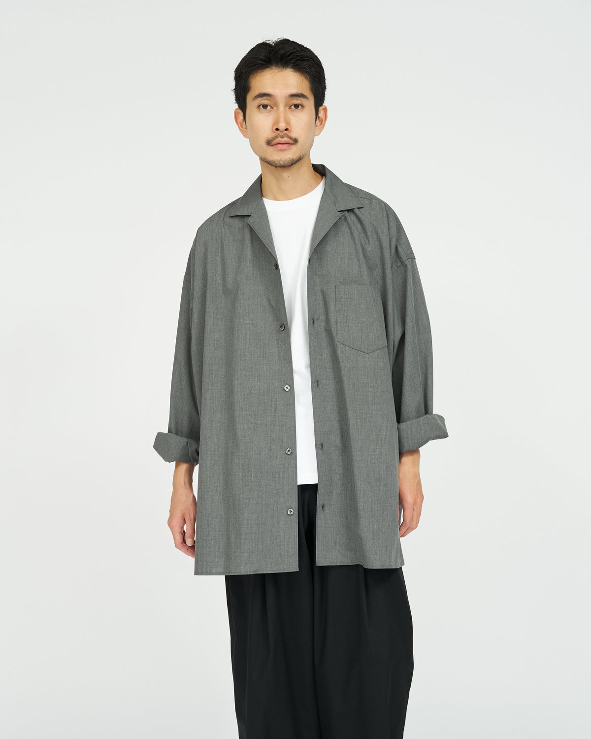 AIR POPLIN OPEN COLLAR SHIRT