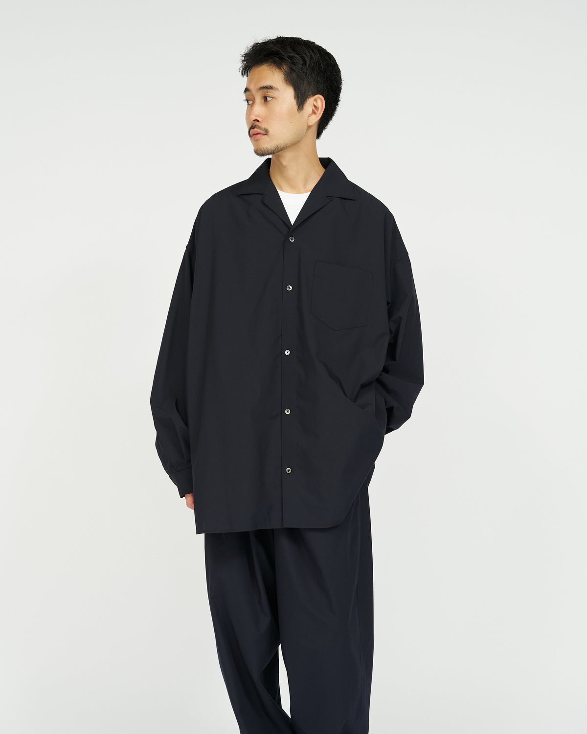 AIR POPLIN OPEN COLLAR SHIRT