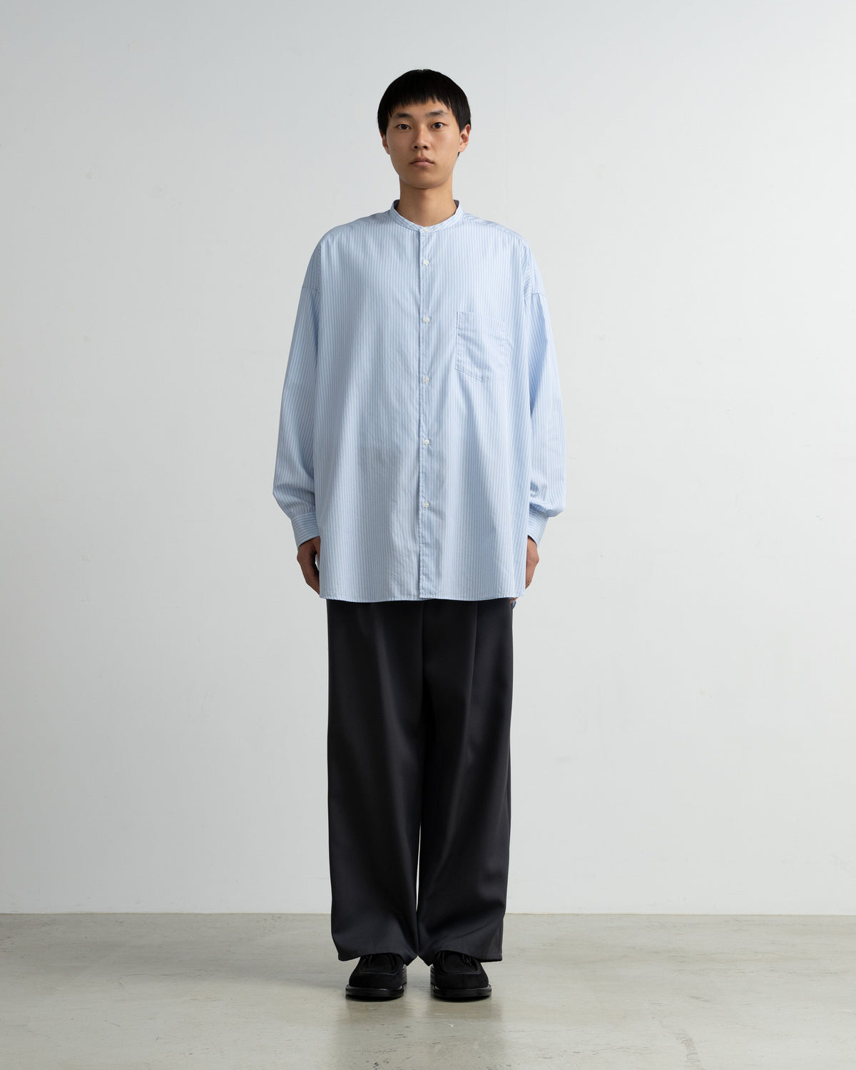 【10/31(土)発売】【LIMITED】Broad Stripe L/S Oversized Band Collar Shirt