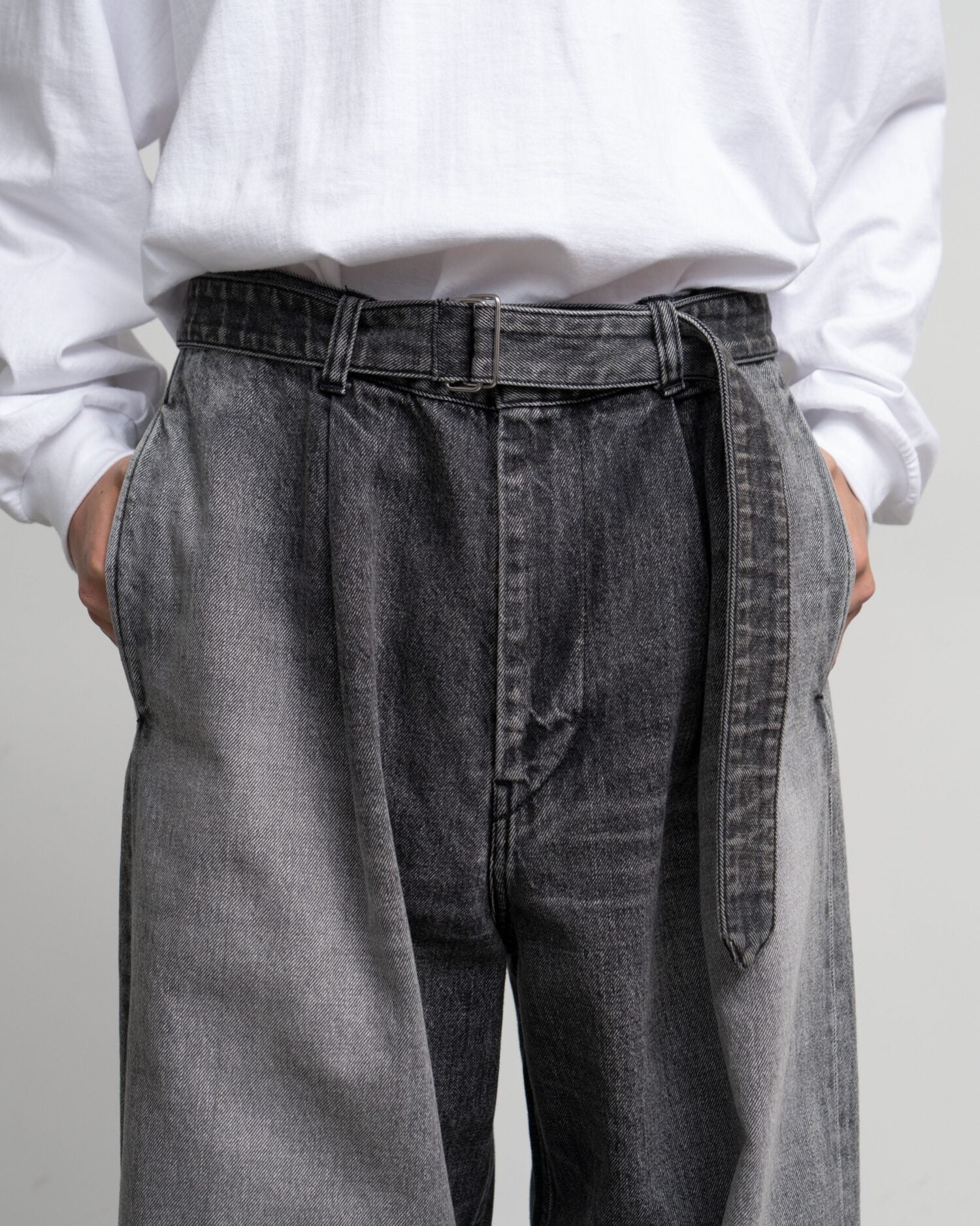 Selvage Denim Belted Pants(LIGHT FADE)