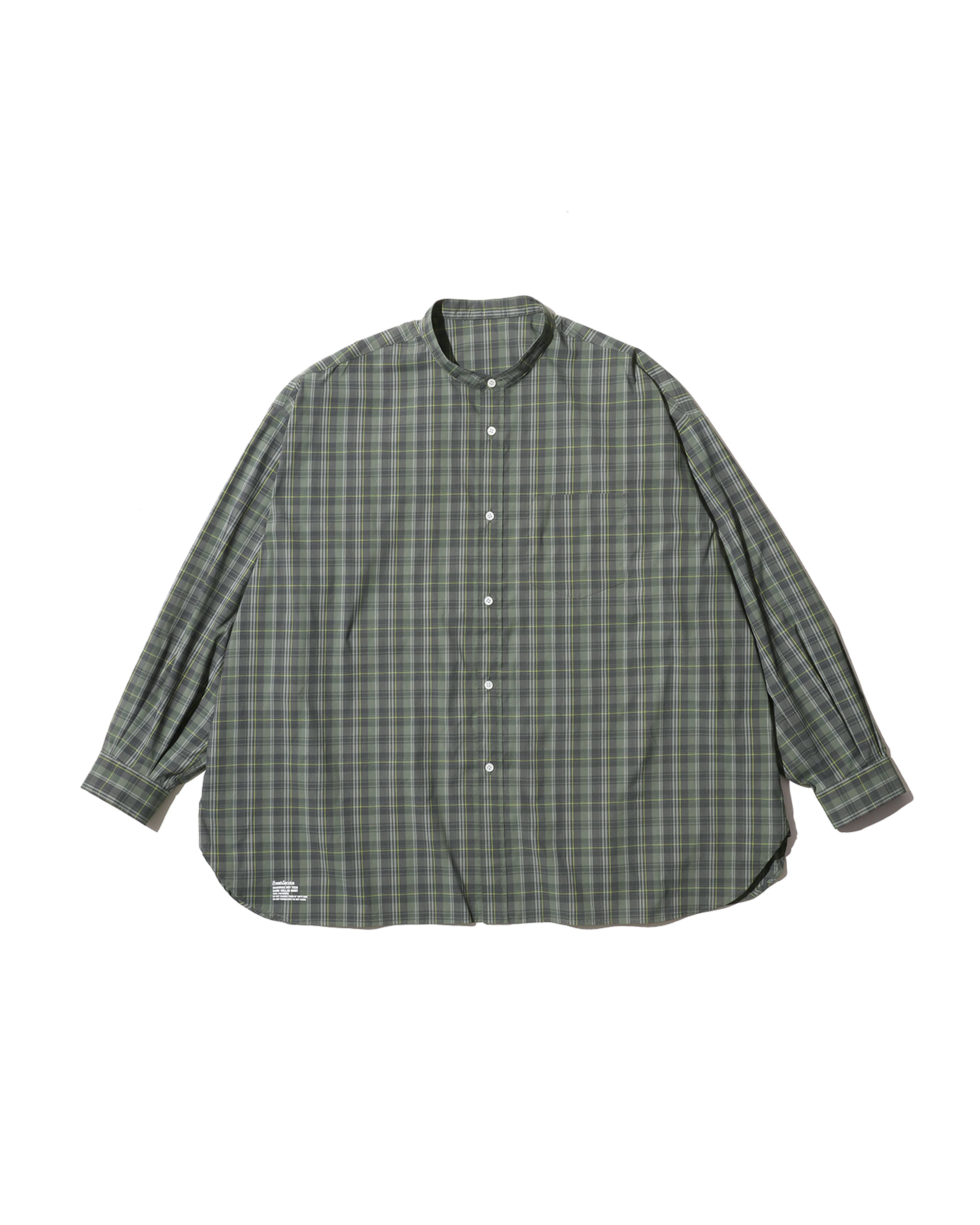 MADRAS DRY TECH BAND COLLAR SHIRT