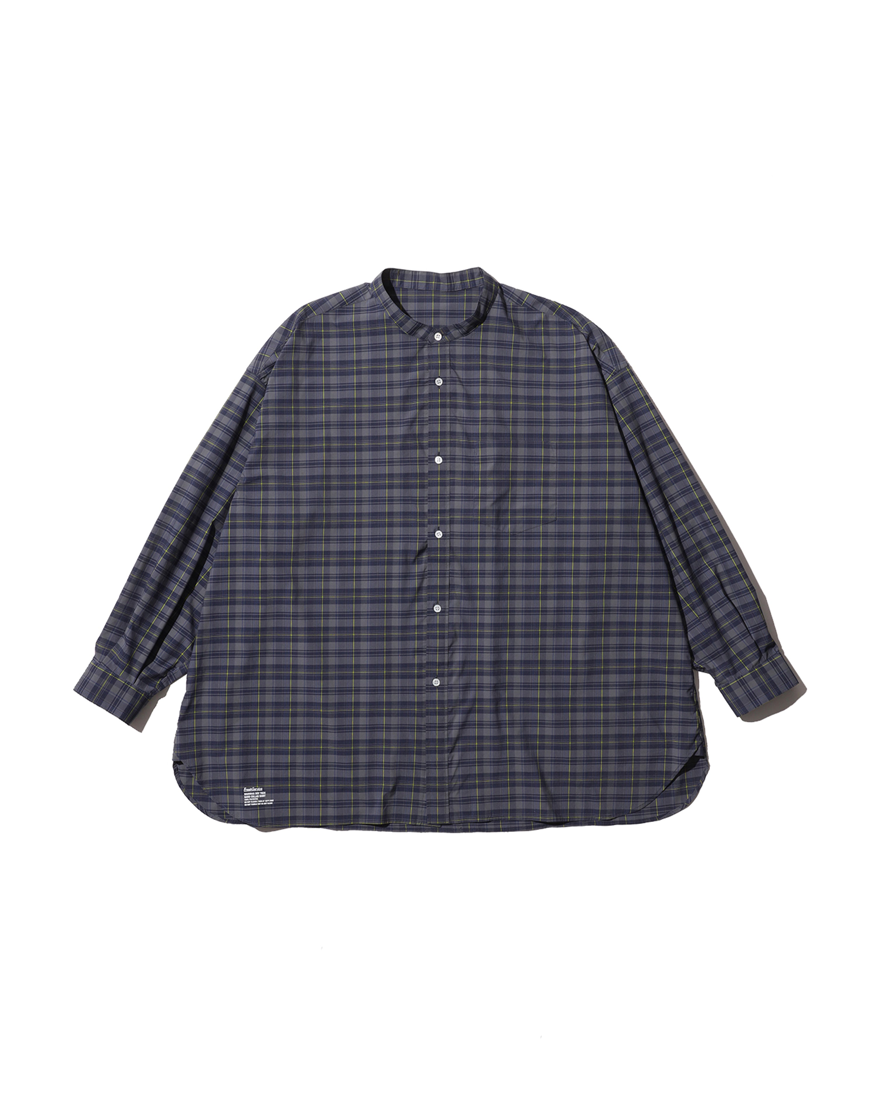 MADRAS DRY TECH BAND COLLAR SHIRT