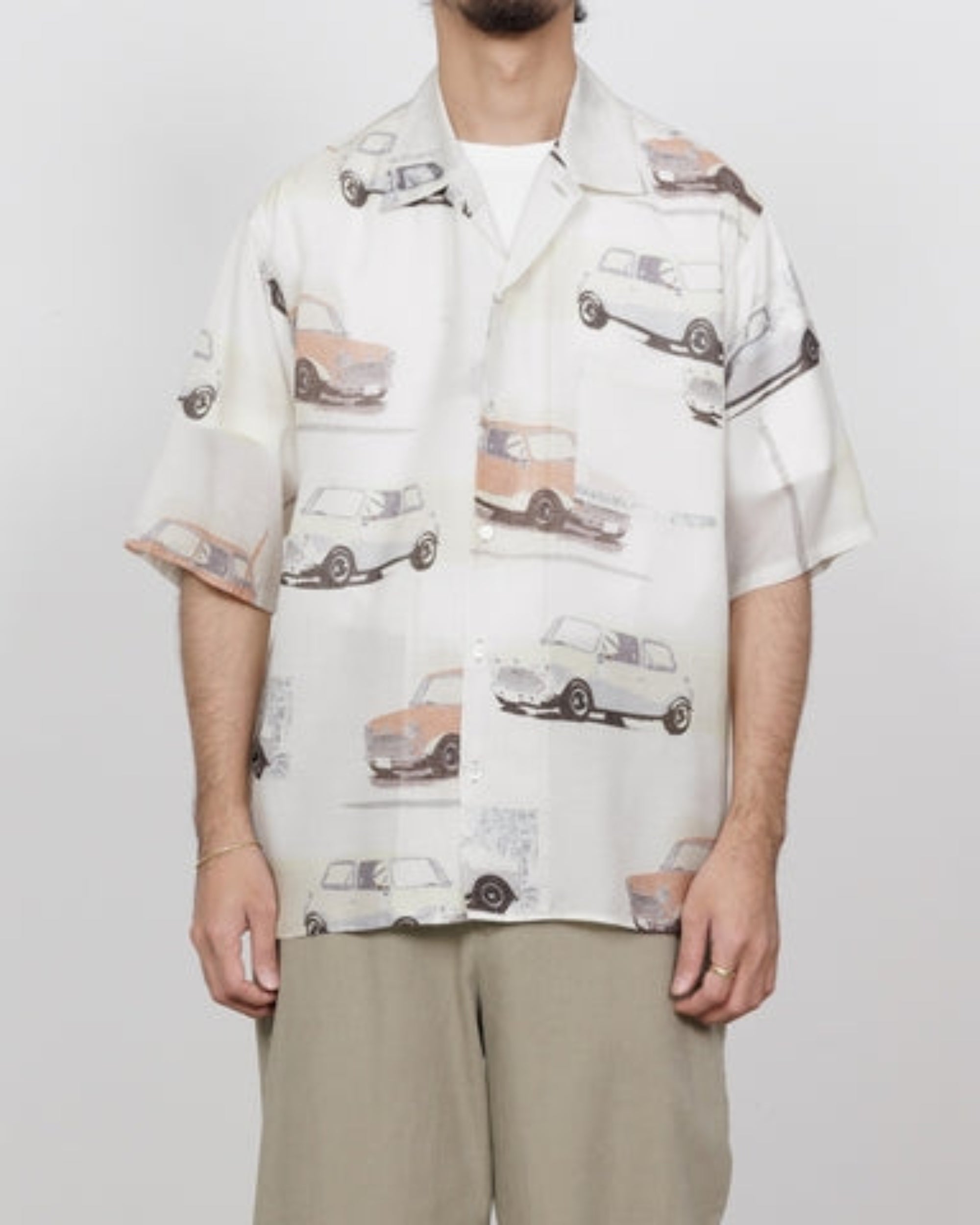 CUPRO SILK LAWN OPEN COLLAR S/S SHIRT
