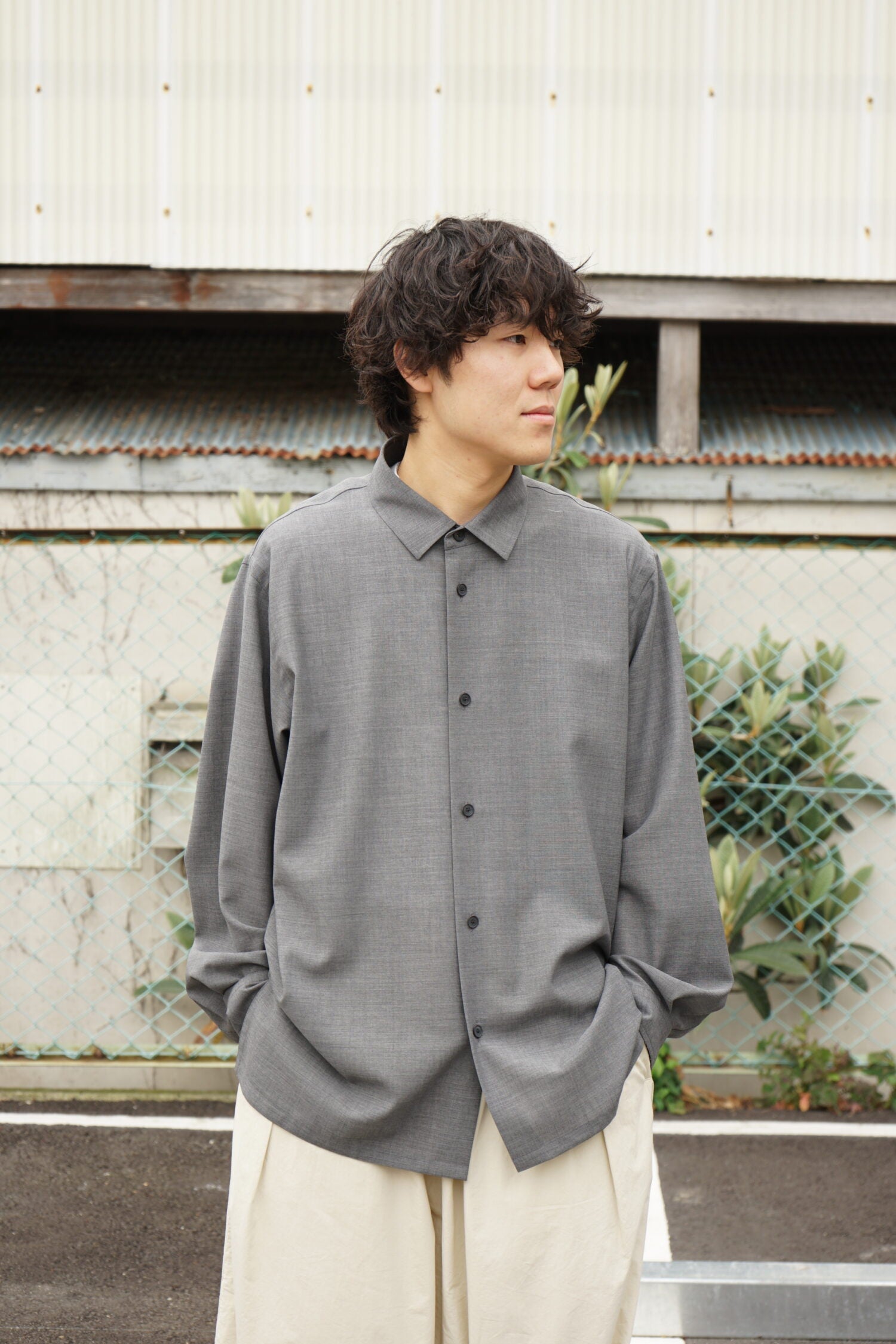 TWIST WOOL TROPICAL OVERSIZED SHIRT