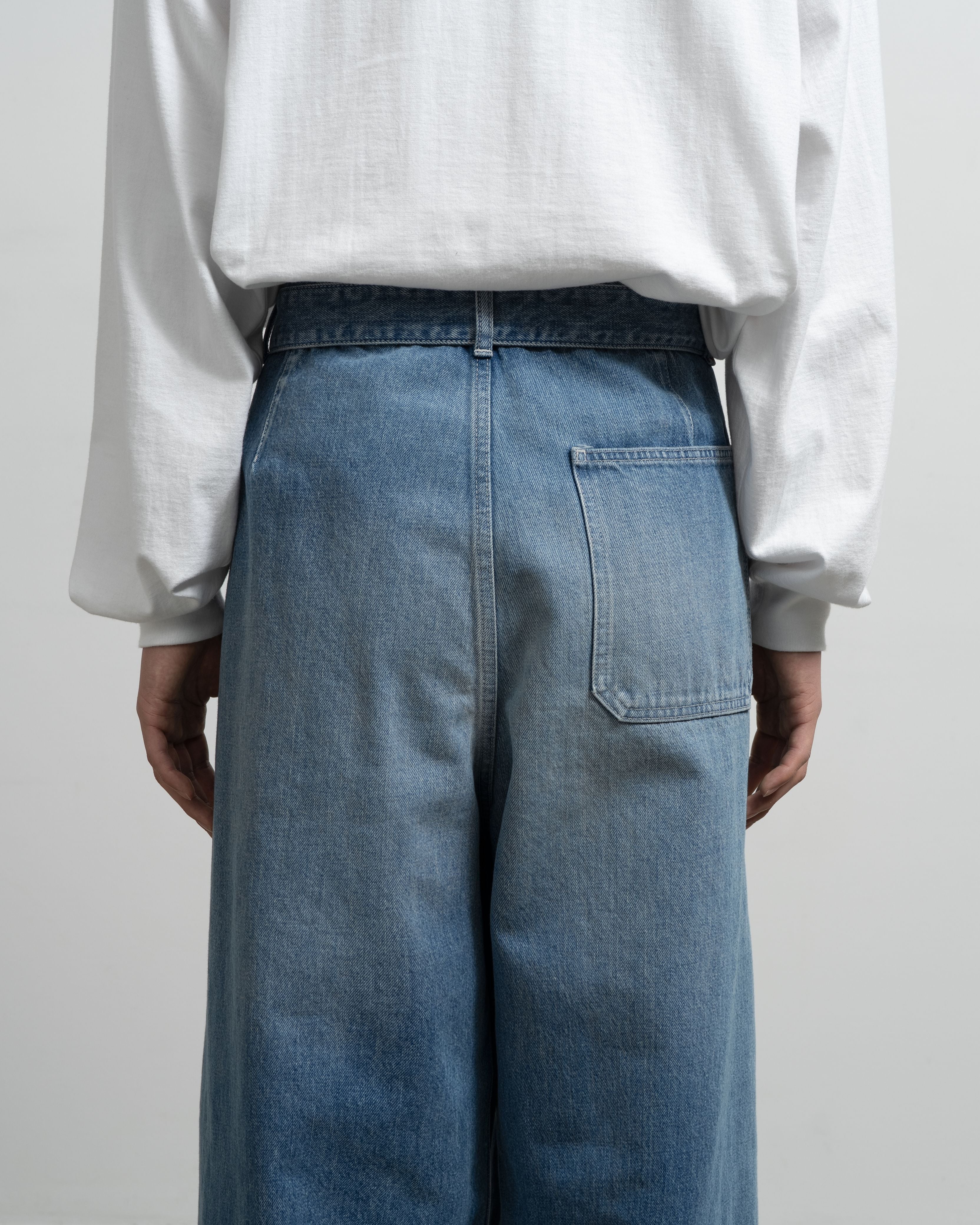 Selvage Denim Belted Pants -LIGHT FADE-