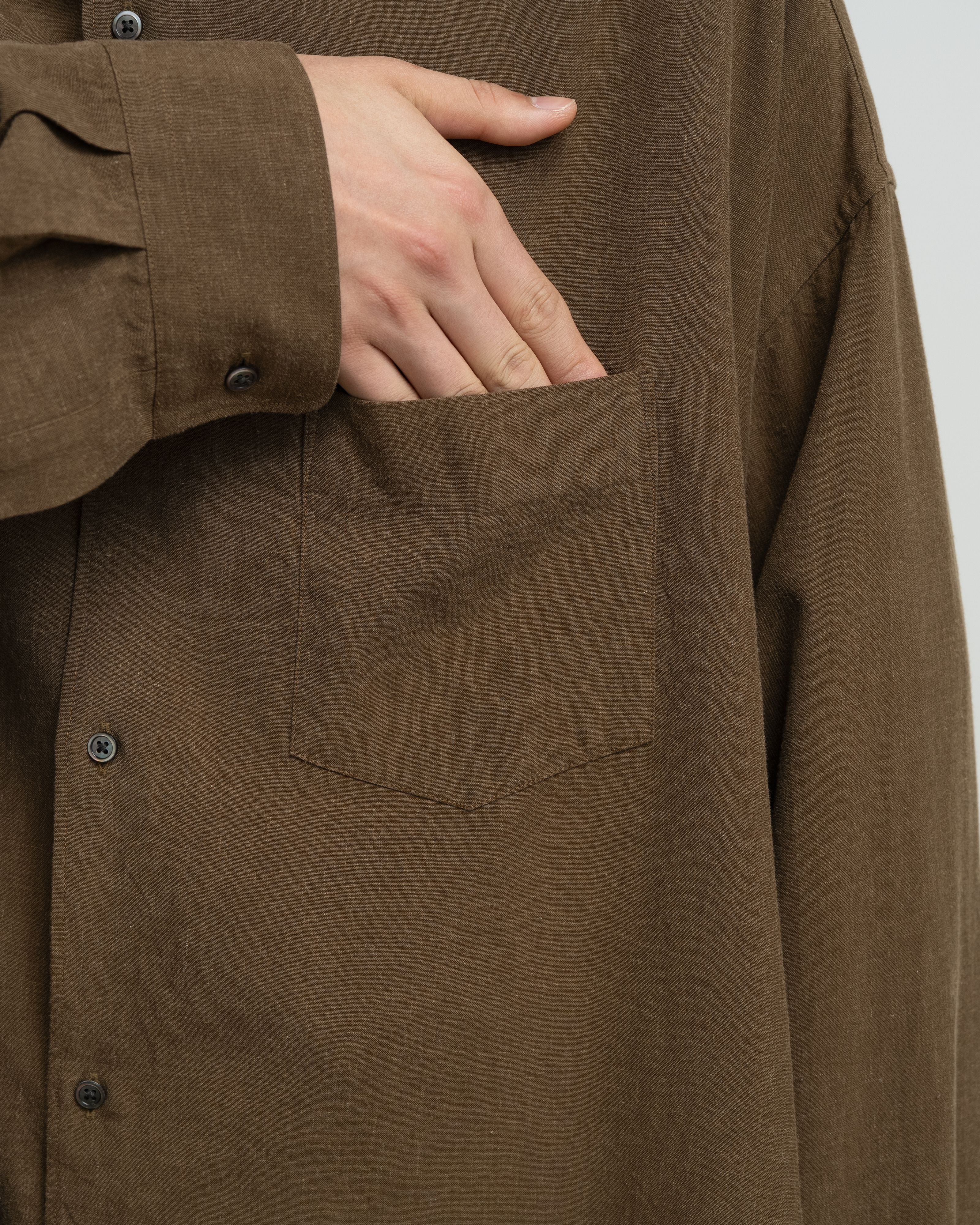 Linen Cupro L/S Oversized Regular Collar Shirt