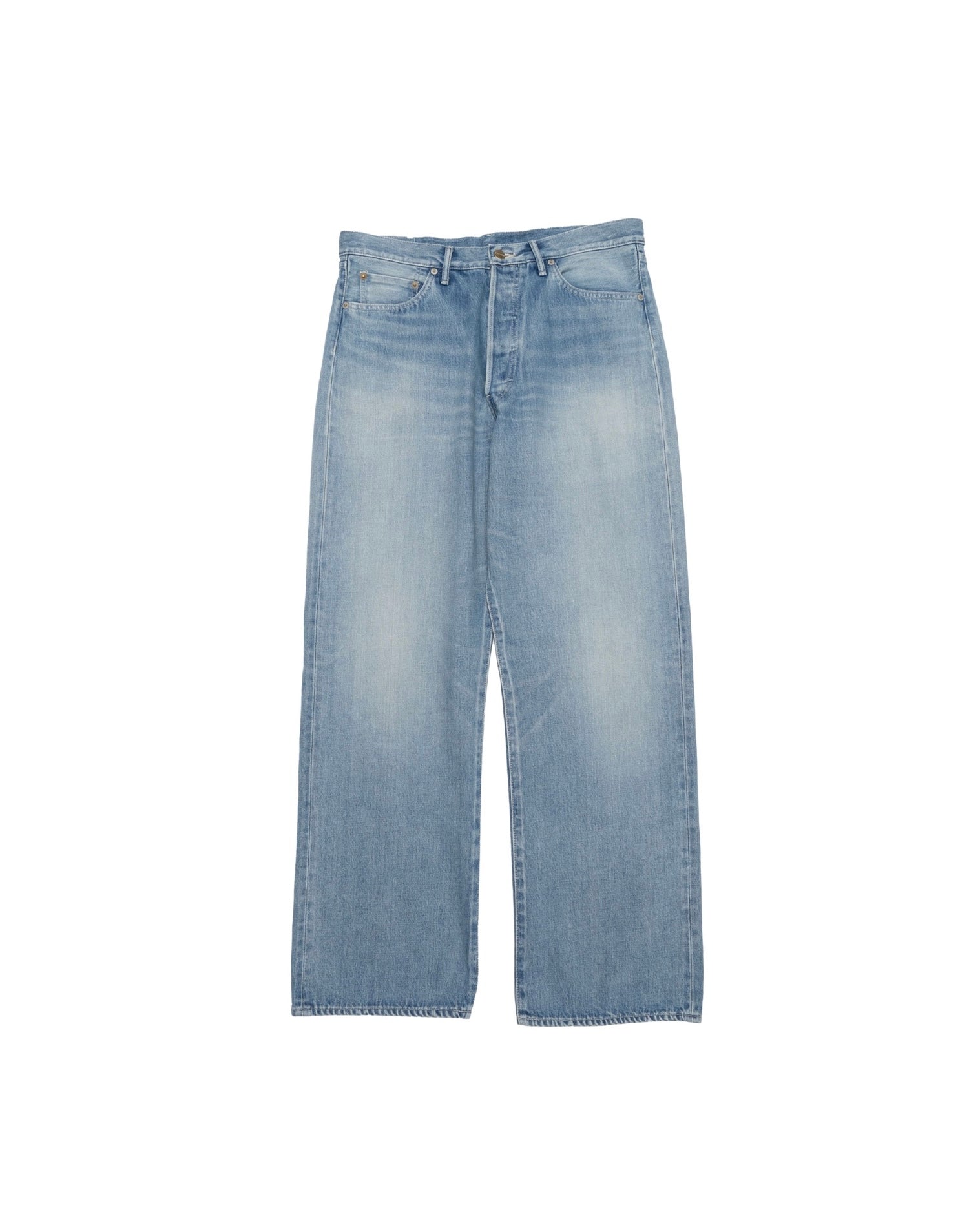 Selvage Denim Five Pocket Wide Straight Pants(LIGHT FADE)