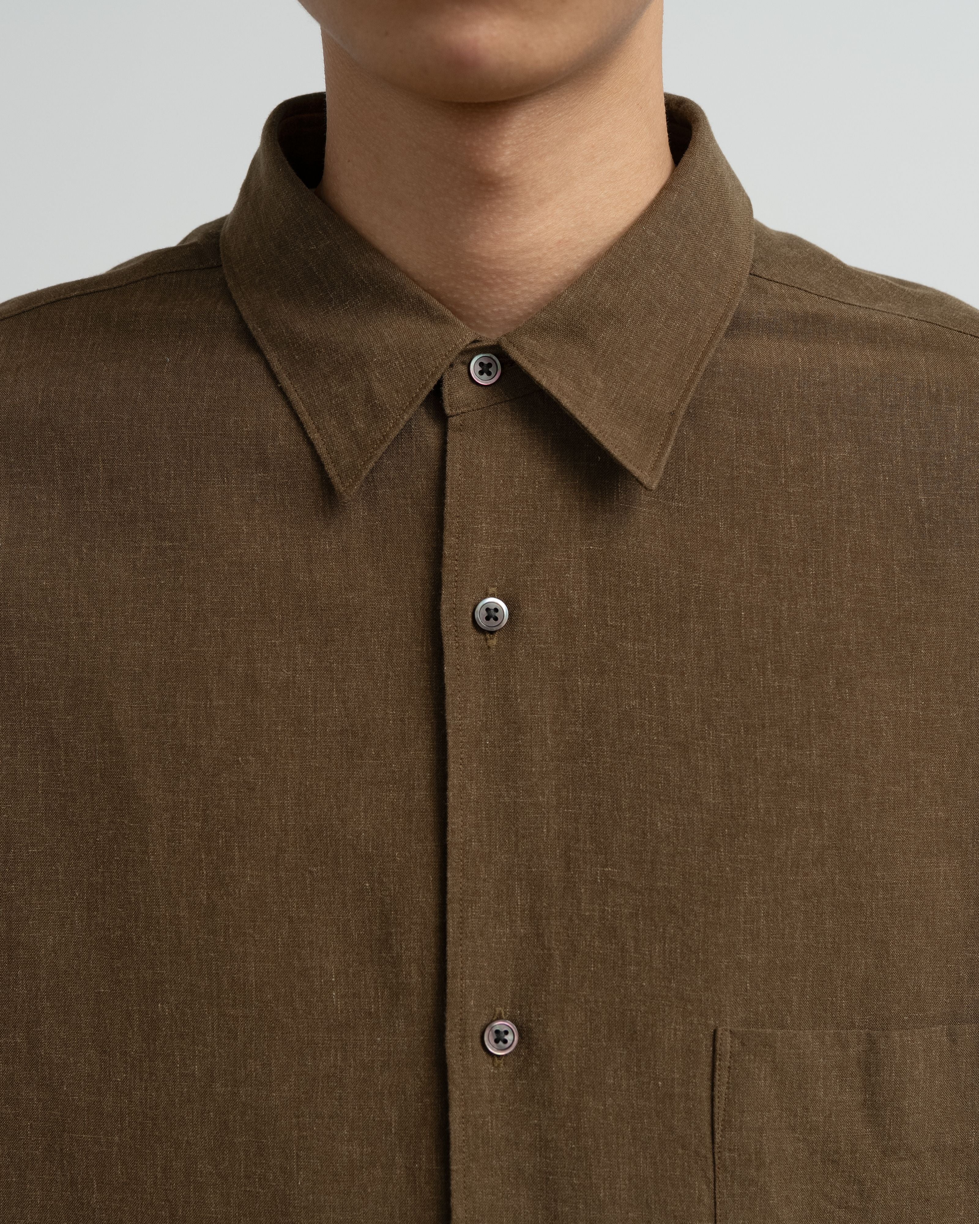 Linen Cupro L/S Oversized Regular Collar Shirt