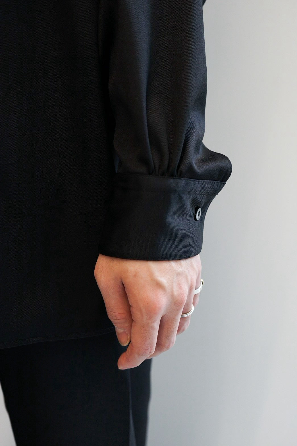 ORGANIC WOOL 2/80 GABARDINE ITALIAN OPEN COLLAR SHIRT