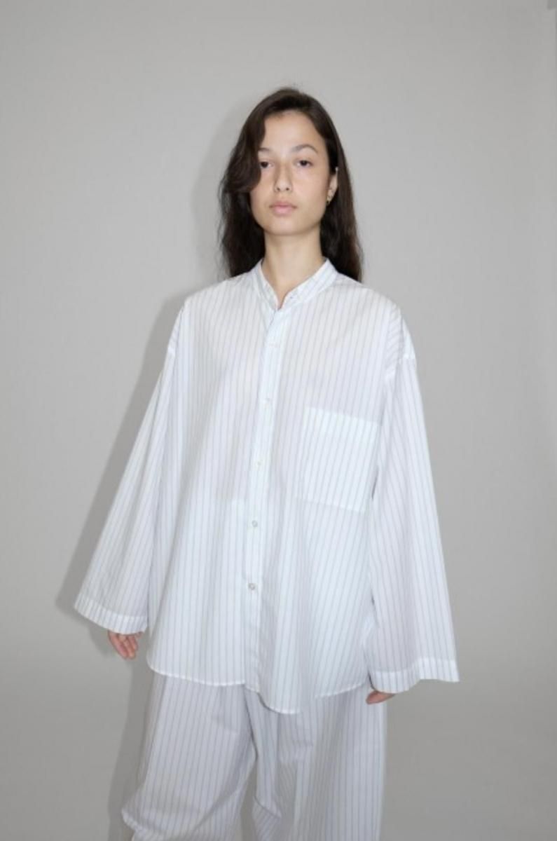 Japanese Cotton Pyjama Shirt（White/Blue.ST）