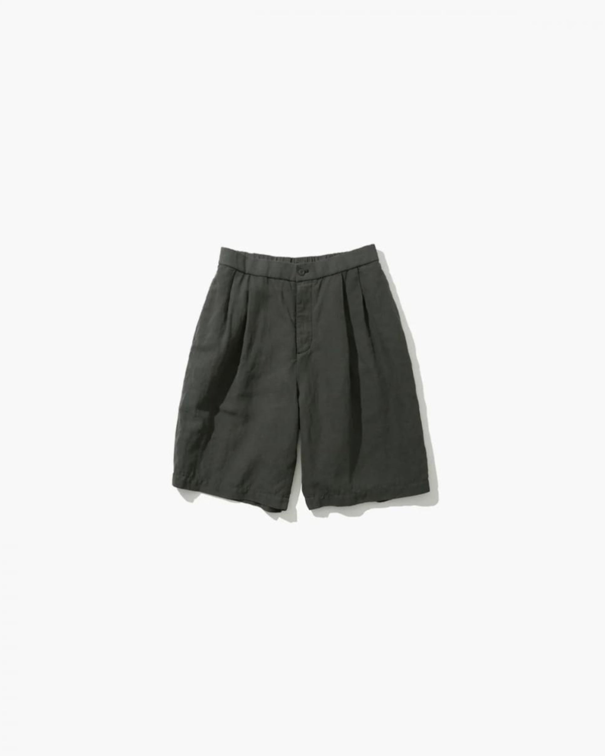 COTTON LINEN VOILE TWO TUCKED EASY SHORTS