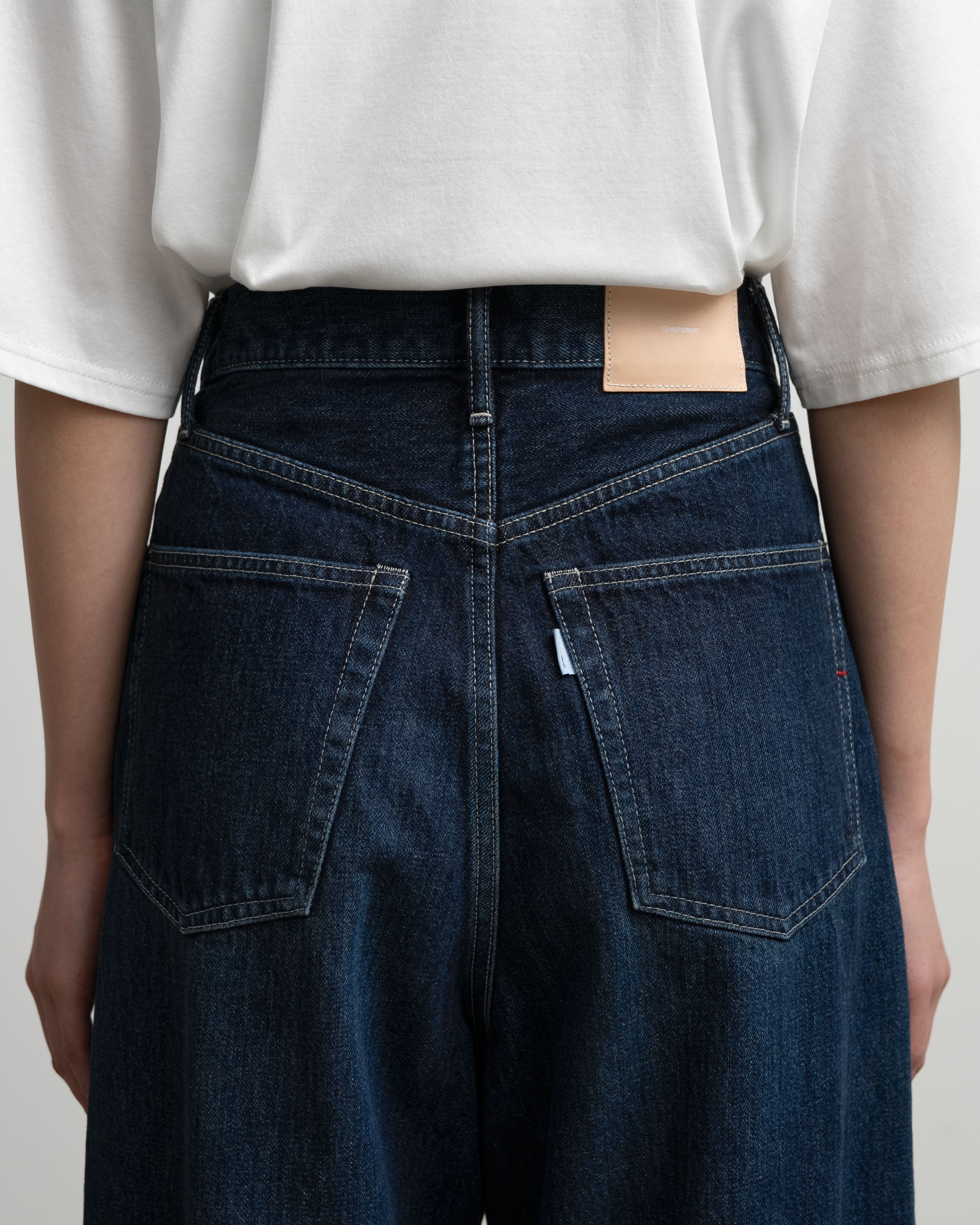Selvage Denim Two Tuck Wide Pants-DARK FADE-