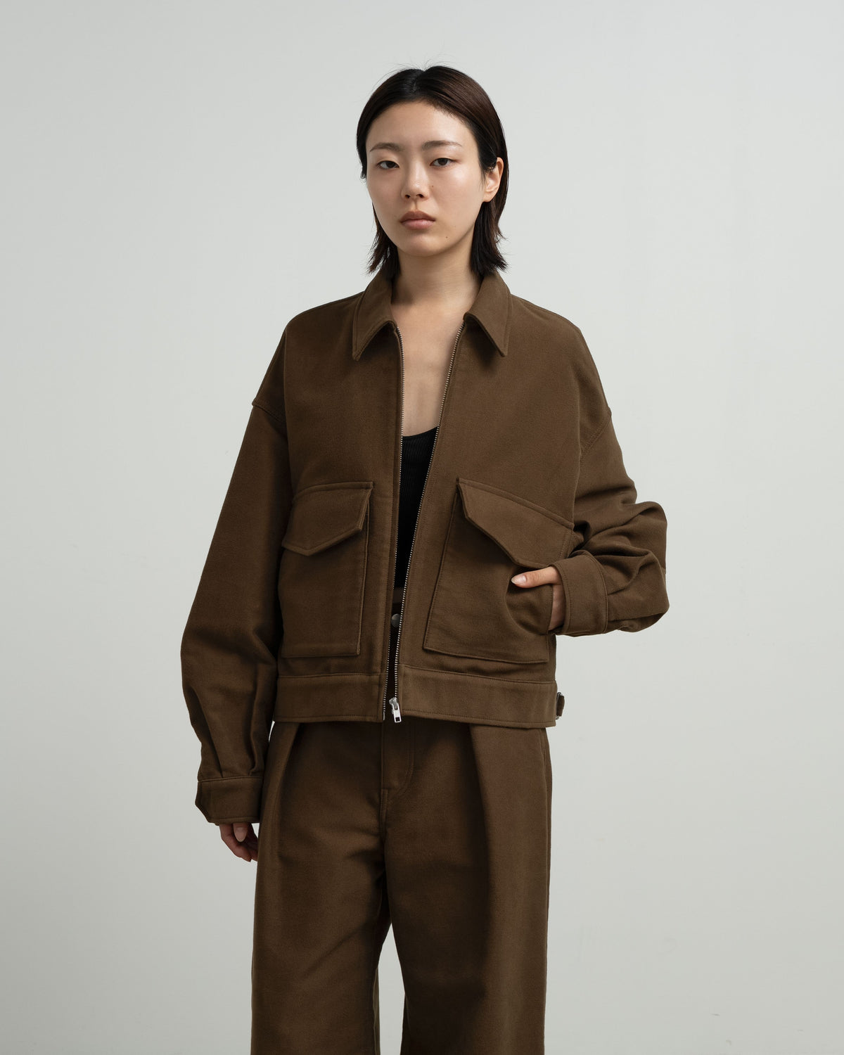 Cotton Double Serge Zip Jacket